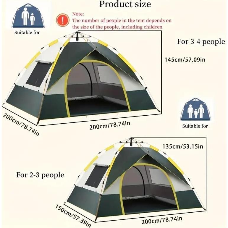 Carpa de Camping Bellgyfied 4 Personas Verde 150x200 cm