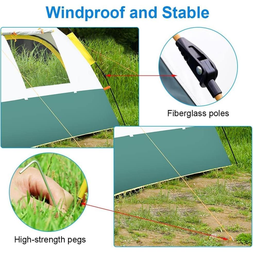 Carpa de Camping Bellgyfied 4 Personas Verde 150x200 cm