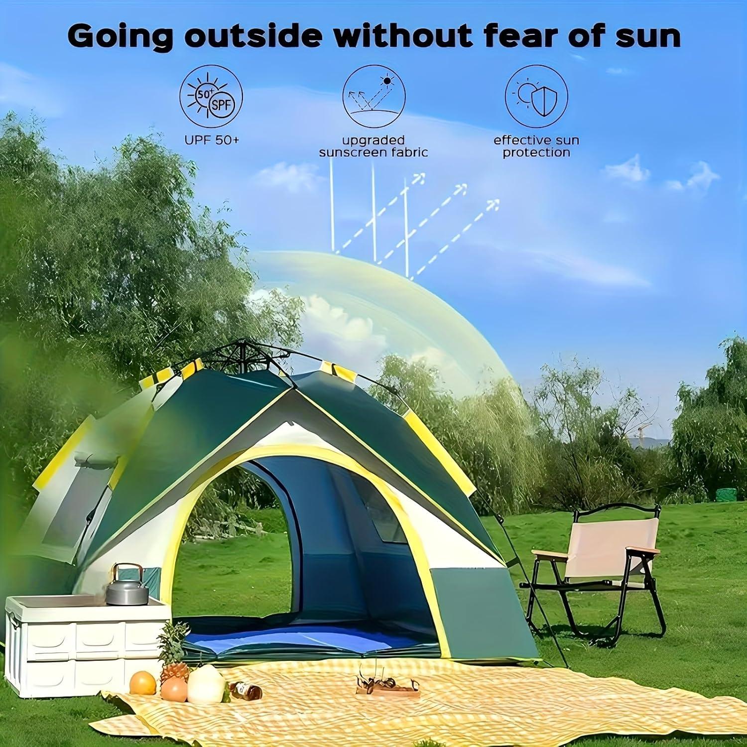 Carpa de Camping Bellgyfied 4 Personas Verde 150x200 cm