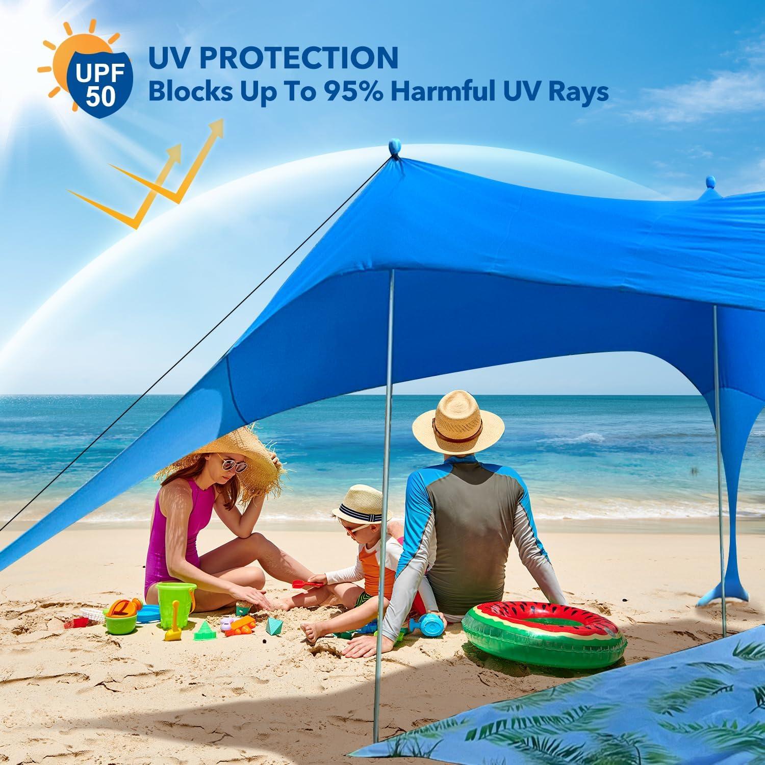 Toldo de Playa Koaizhsen 2.3x2.3m con Manta y UPF50+