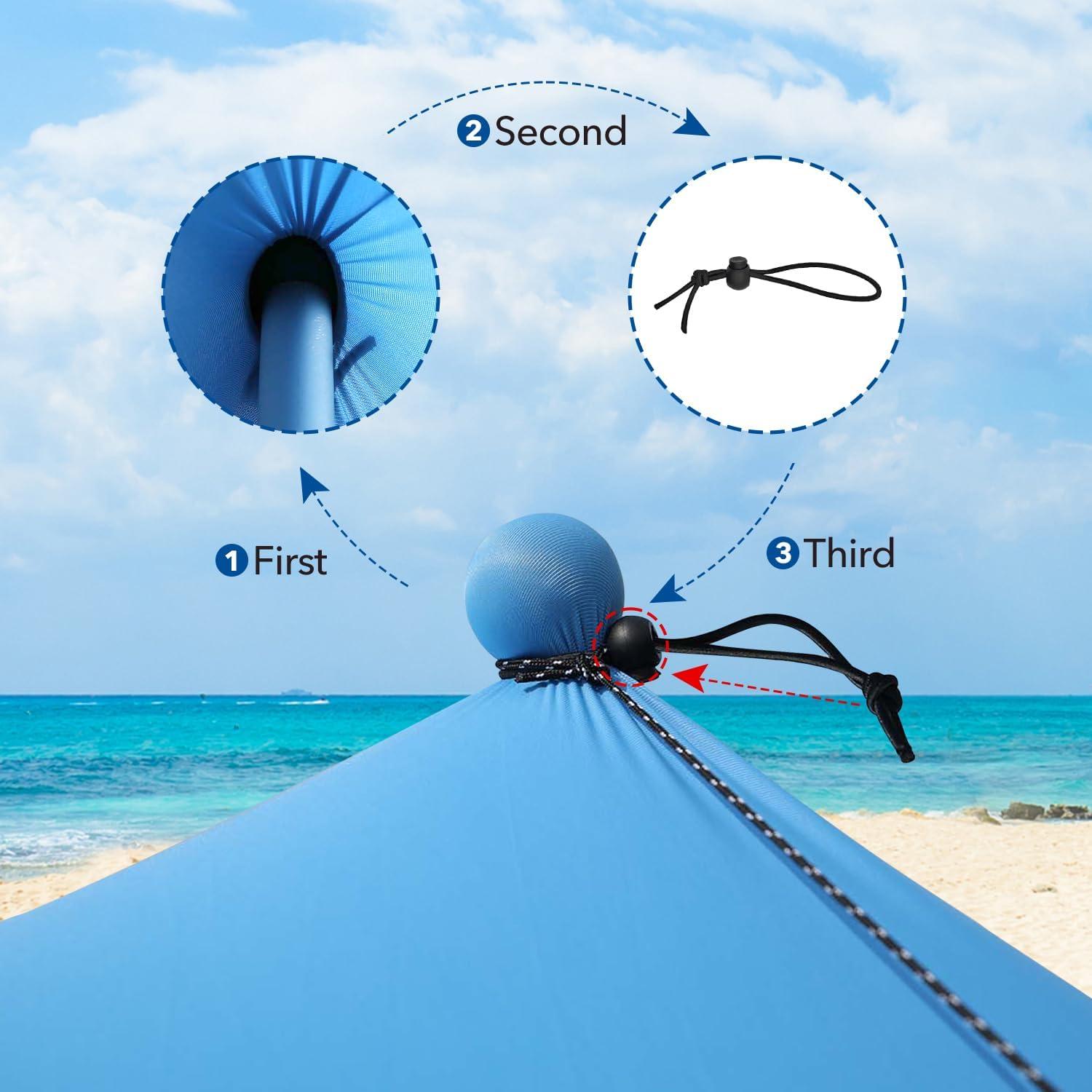 Toldo de Playa Koaizhsen 2.3x2.3m con Manta y UPF50+