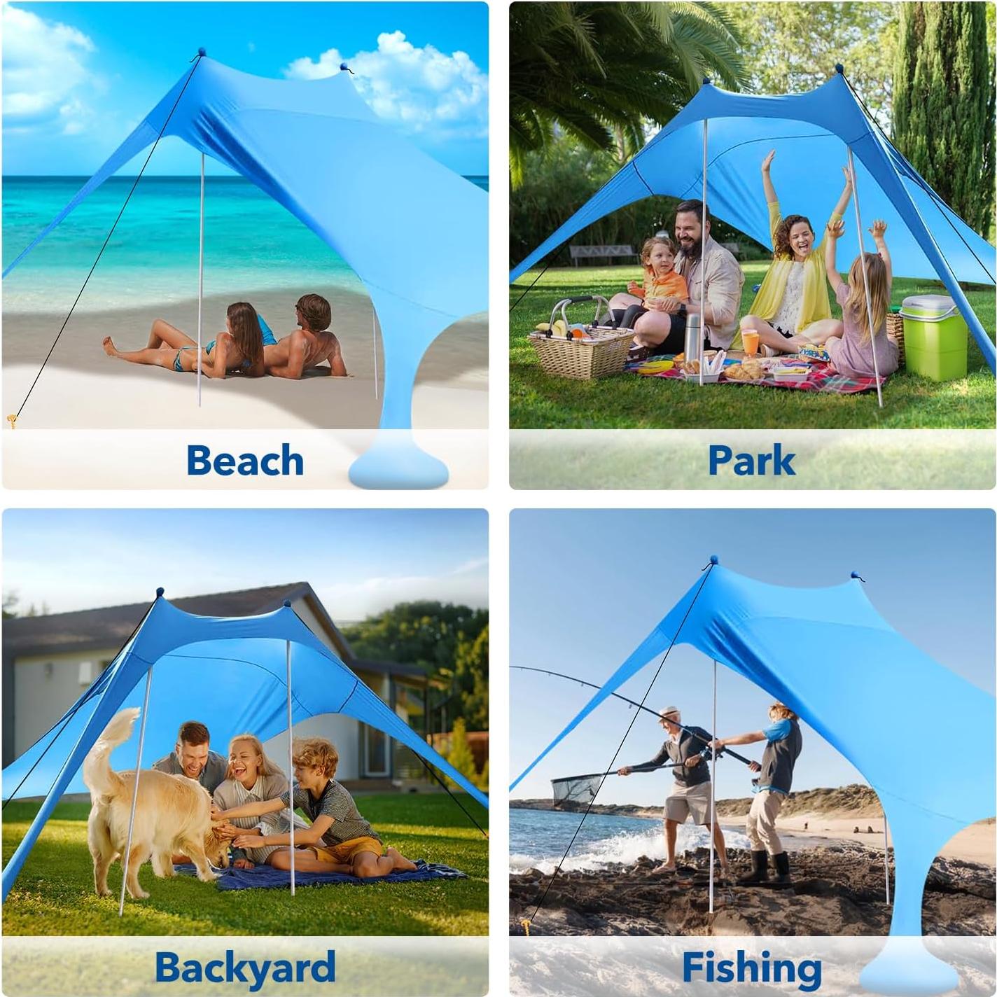 Toldo de Playa Koaizhsen 2.3x2.3m con Manta y UPF50+