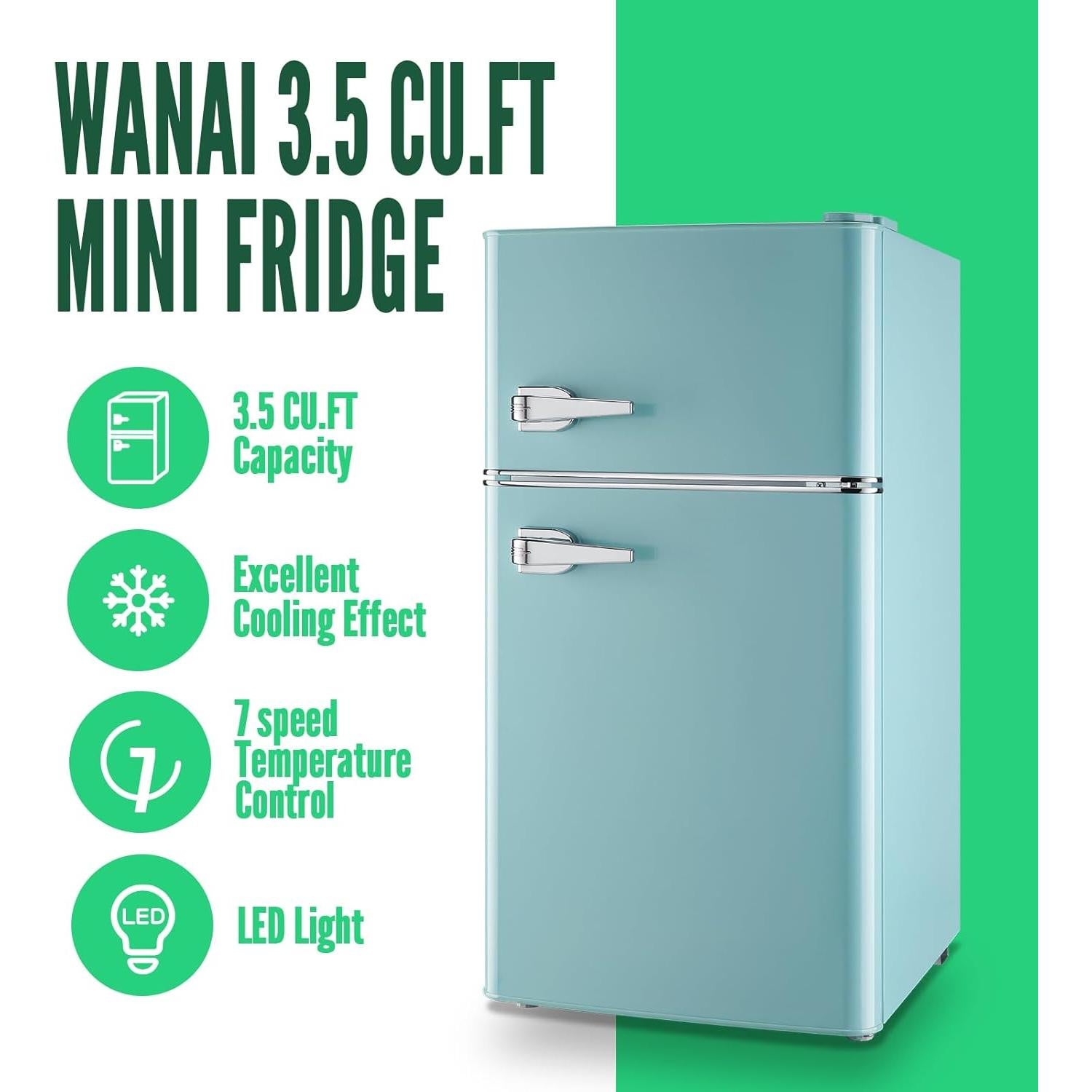 Refrigerador WANAI 99.86 Litros Retro Doble Puerta Azul