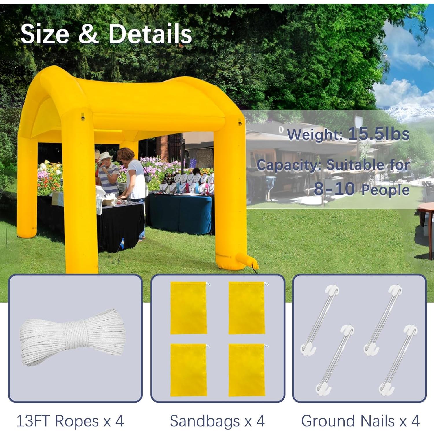 Carpa Inflable Plegable Heipigo 3.96x3.05m Amarillo para Eventos