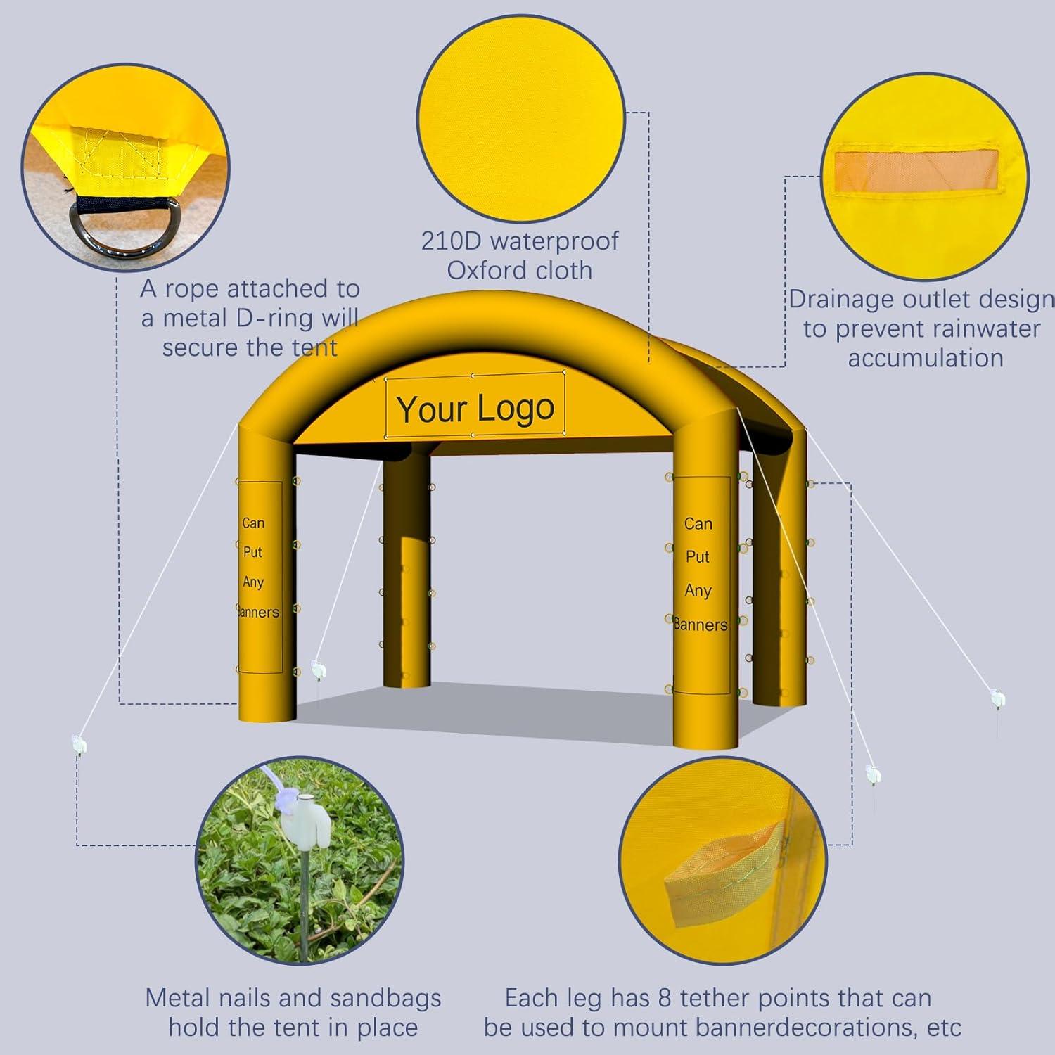 Carpa Inflable Plegable Heipigo 3.96x3.05m Amarillo para Eventos