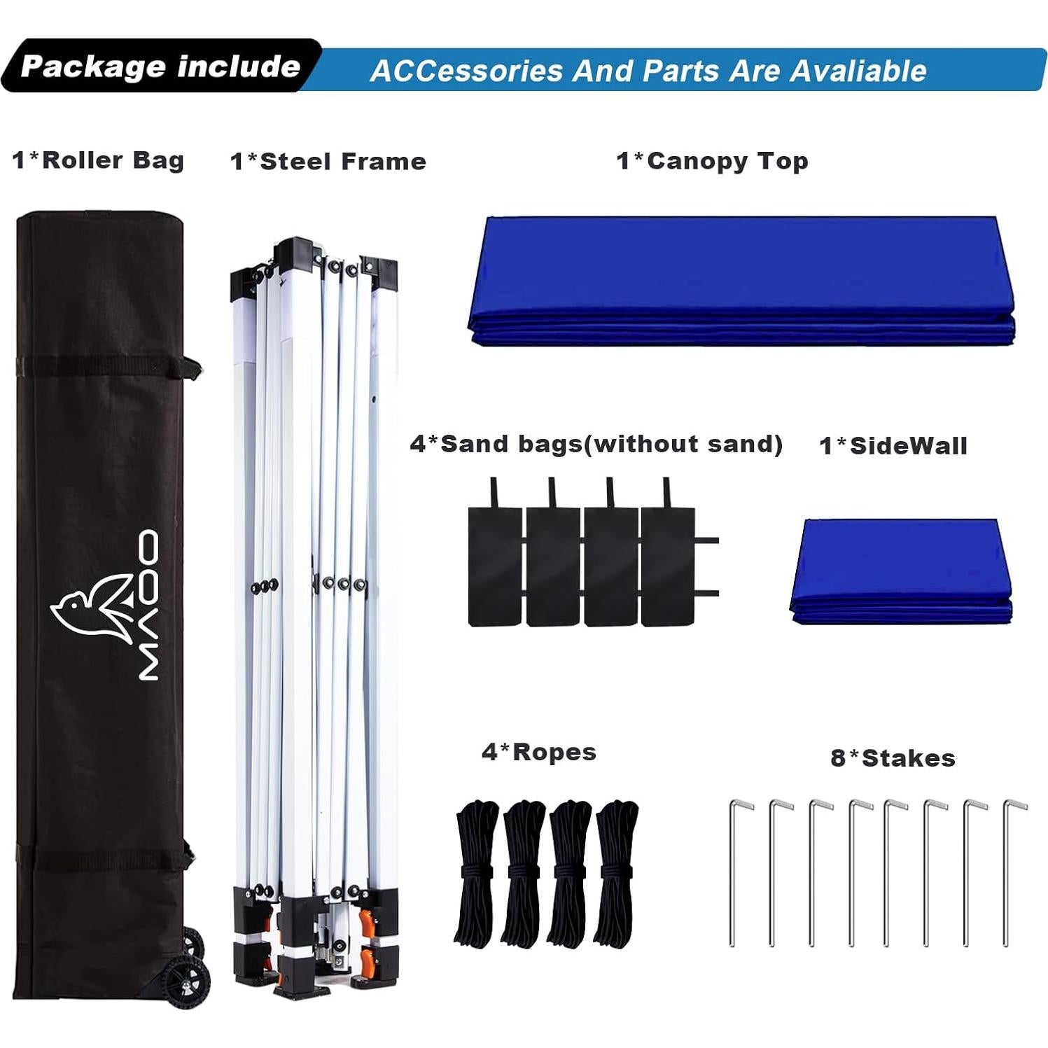 Carpa Plegable MAOO 3x3m Impermeable con Pared Lateral Azul