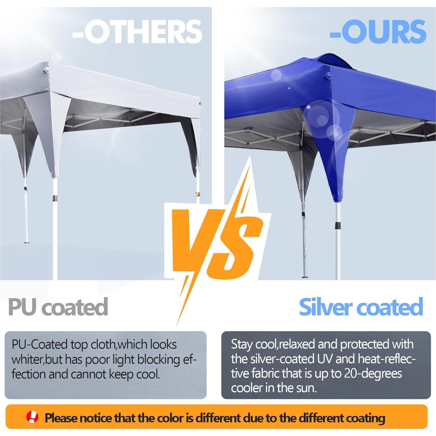 Carpa Plegable MAOO 3x3m Impermeable con Pared Lateral Azul