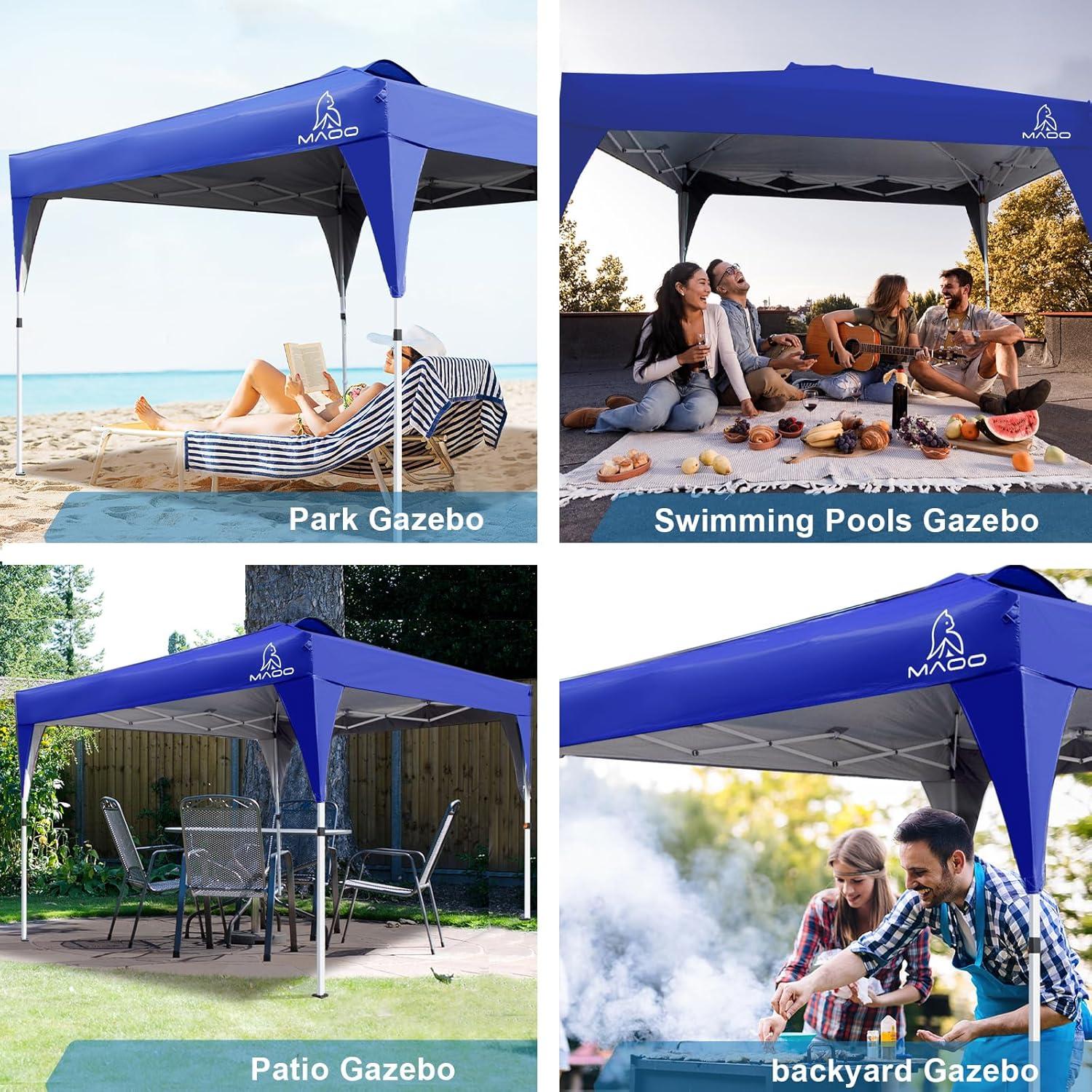 Carpa Plegable MAOO 3x3m Impermeable con Pared Lateral Azul