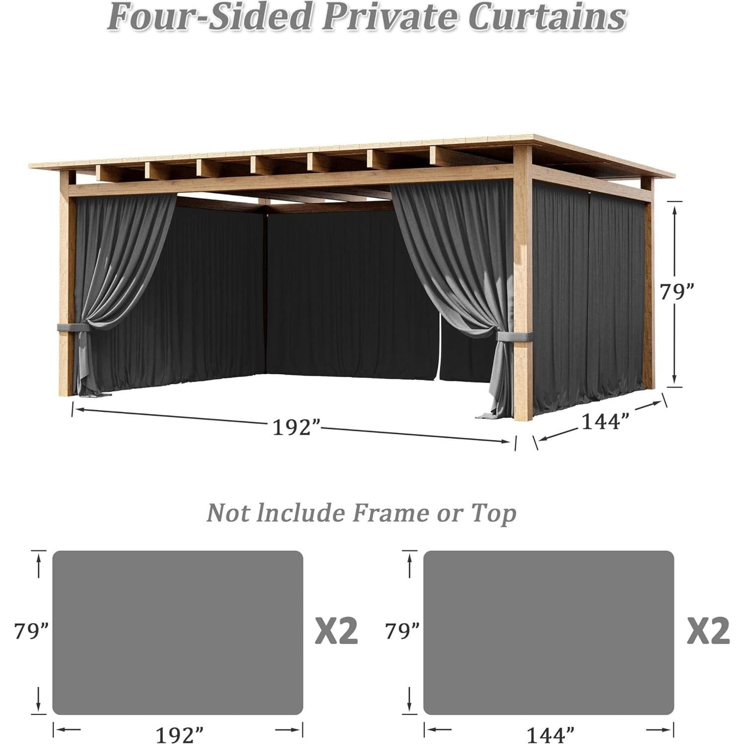 Cortina de Gazebo Tounosnt 4 Paneles Impermeable 3.66x4.88m
