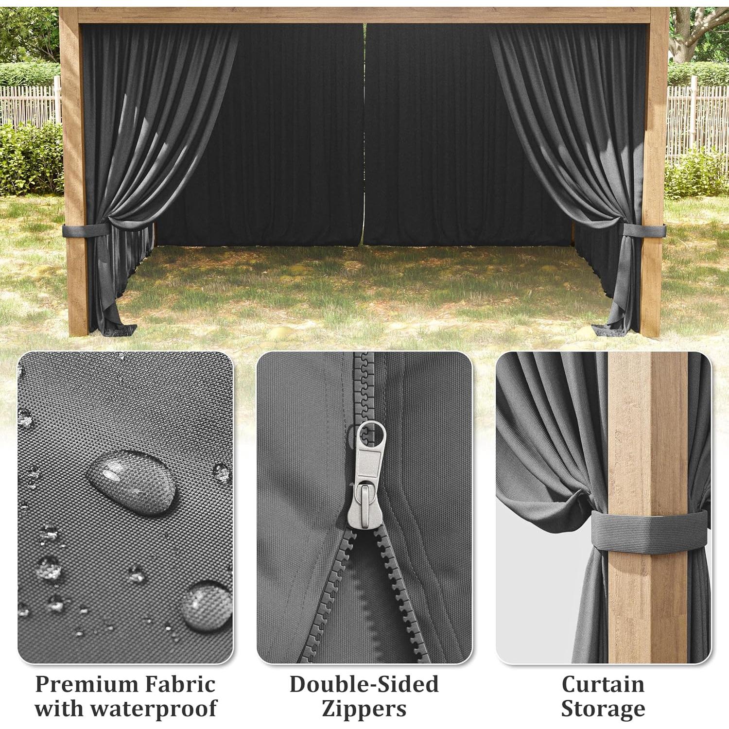 Cortina de Gazebo Tounosnt 4 Paneles Impermeable 3.66x4.88m