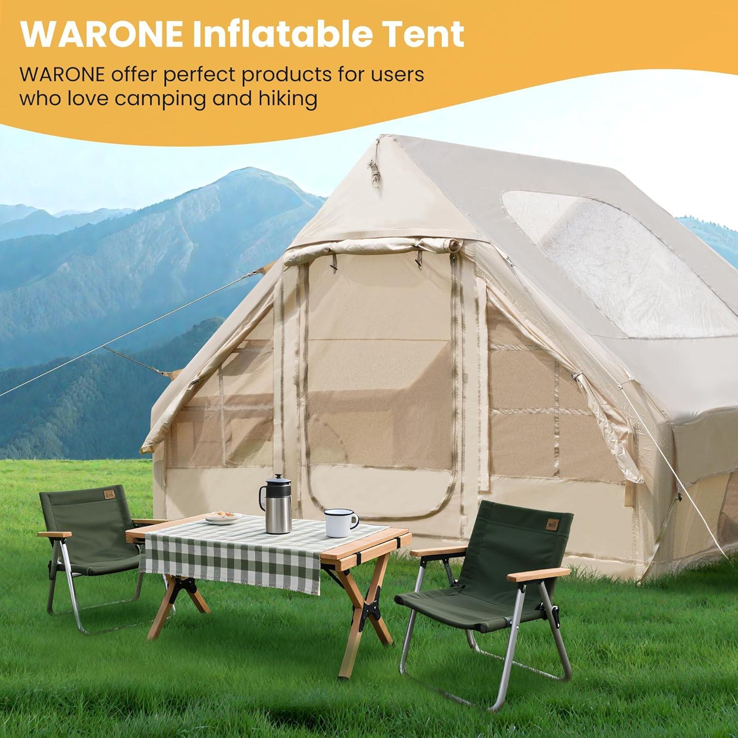Tienda Inflable de Camping WARONE para 10 Personas Beige