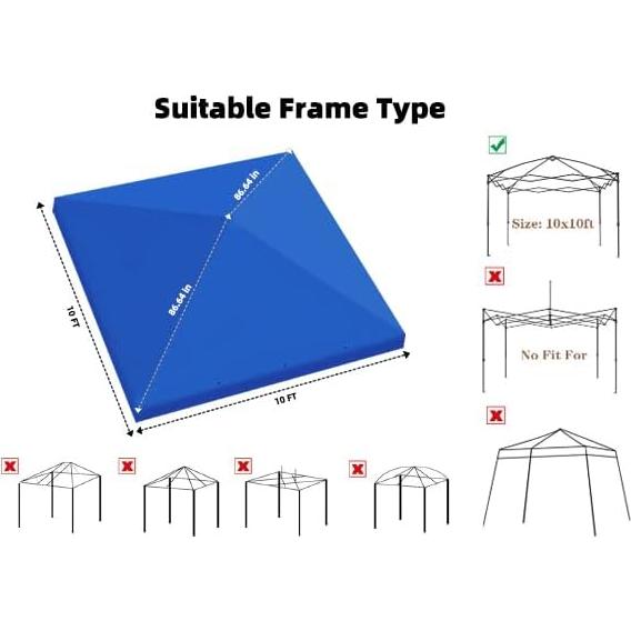 Cubierta de Reemplazo para Carpa Birodeko 10x10ft Azul