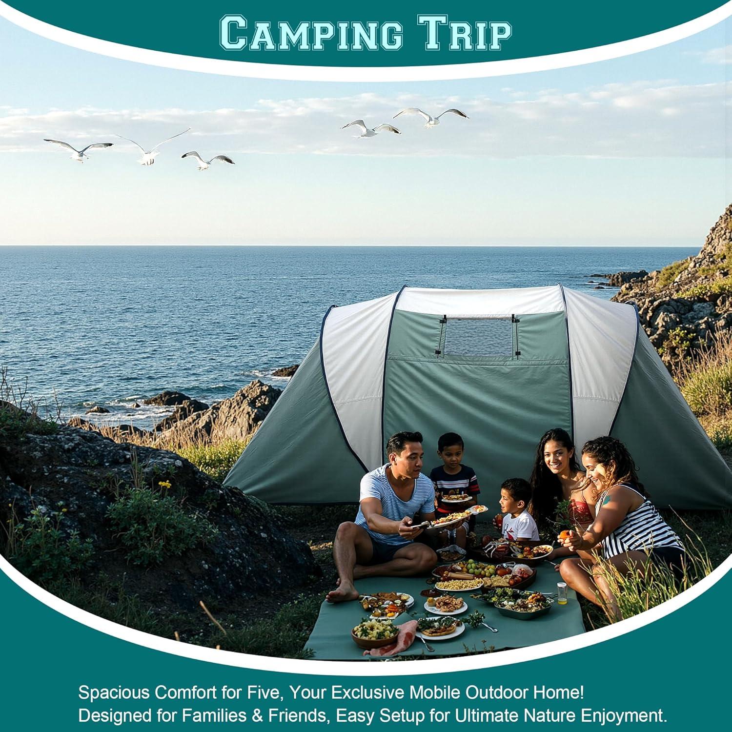 Tienda de Camping XL-LSYIT para 8 Personas Domo Impermeable Verde