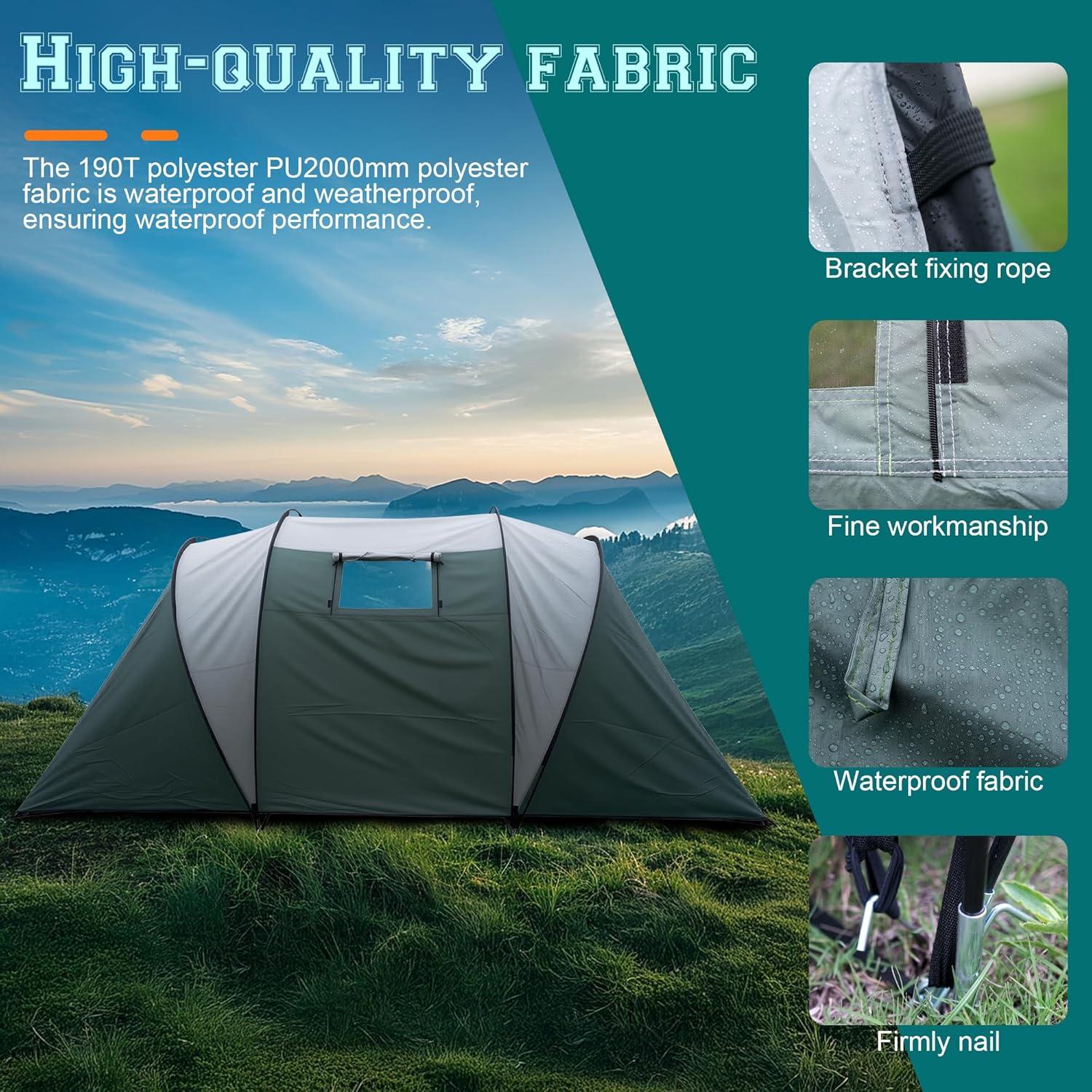 Tienda de Camping XL-LSYIT para 8 Personas Domo Impermeable Verde