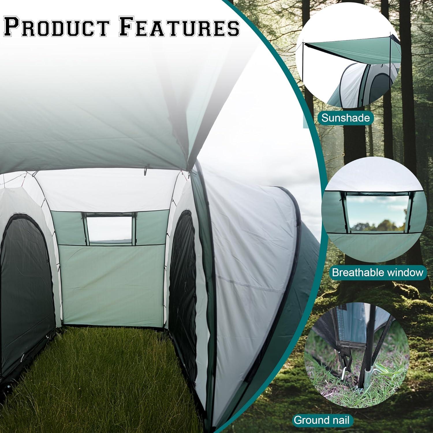 Tienda de Camping XL-LSYIT para 8 Personas Domo Impermeable Verde