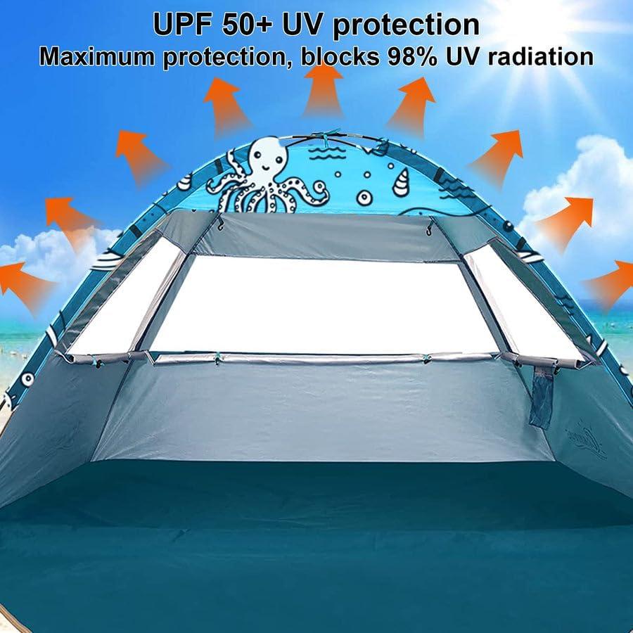 Tienda de Playa ANJ Outdoors Ocean World para 4 Personas - UPF 50+