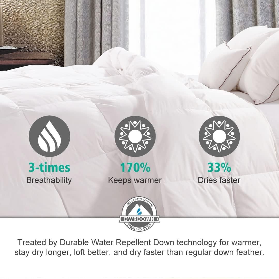 Edredón de Plumas de Ganso APSMILE King 304.8x248.9 cm Blanco