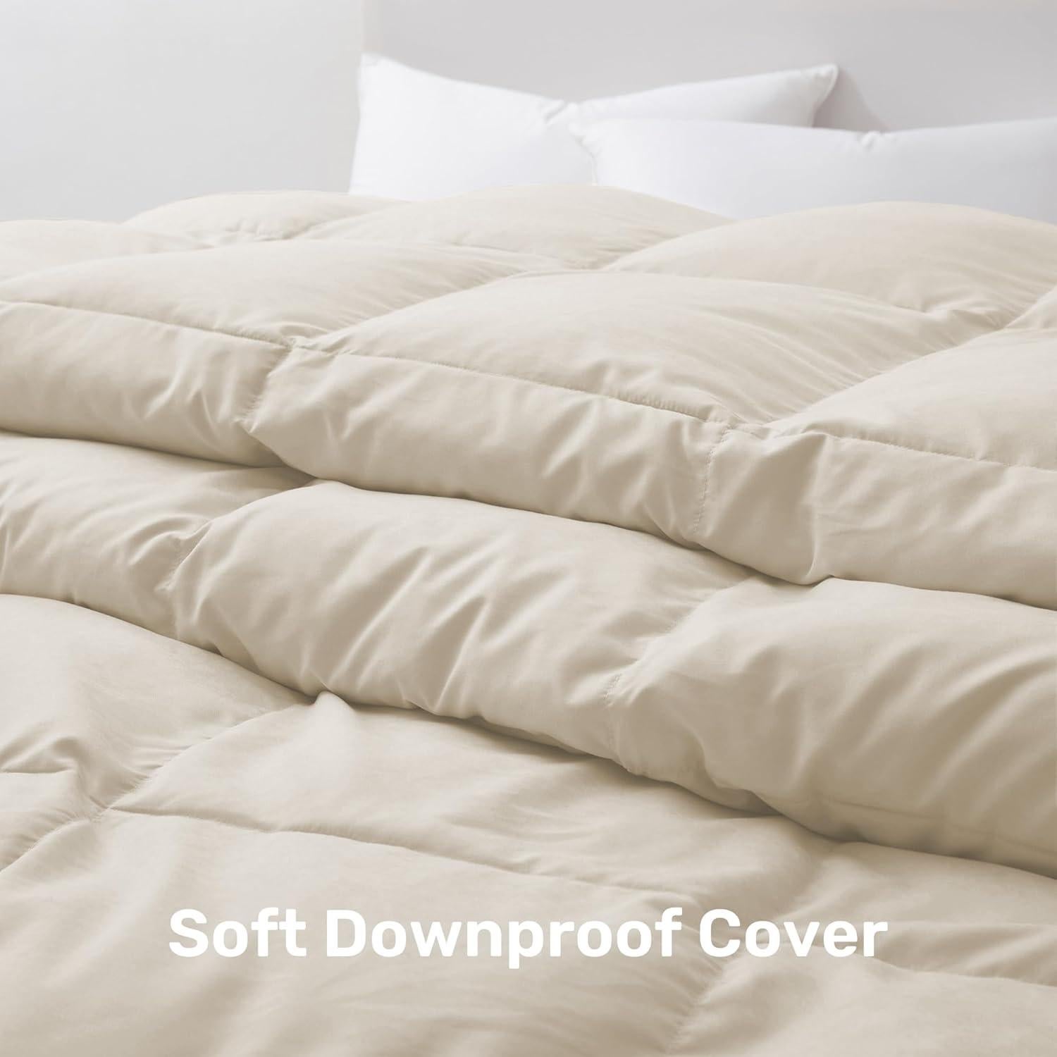 Edredón de Plumas de Ganso UNIKOME Completo Reina Crema 88x88