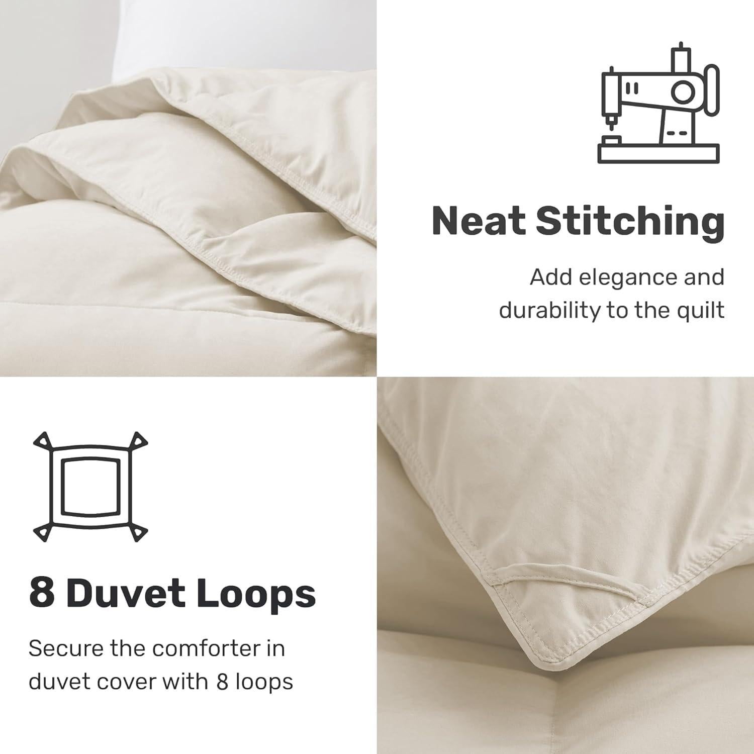 Edredón de Plumas de Ganso UNIKOME Completo Reina Crema 88x88