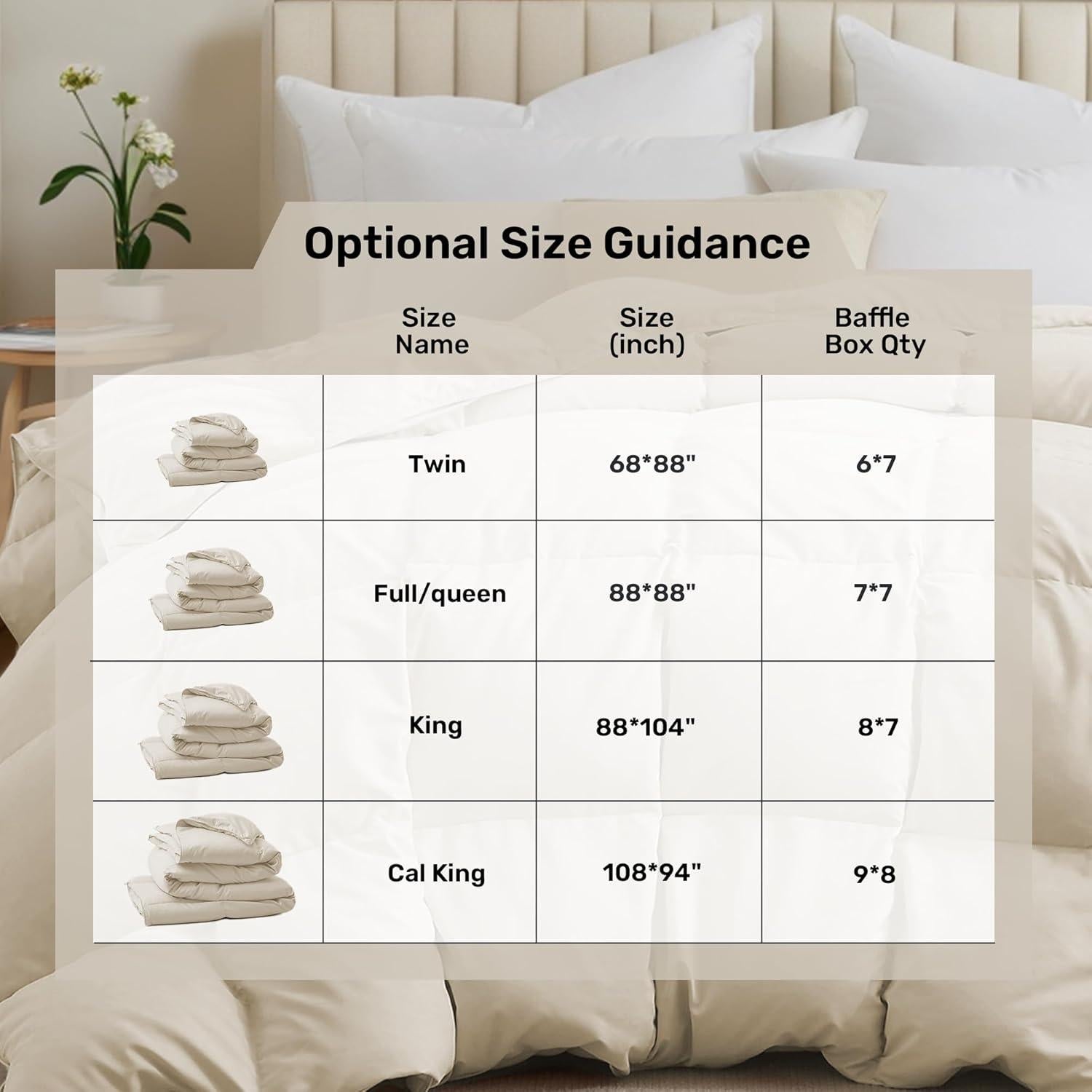 Edredón de Plumas de Ganso UNIKOME Completo Reina Crema 88x88