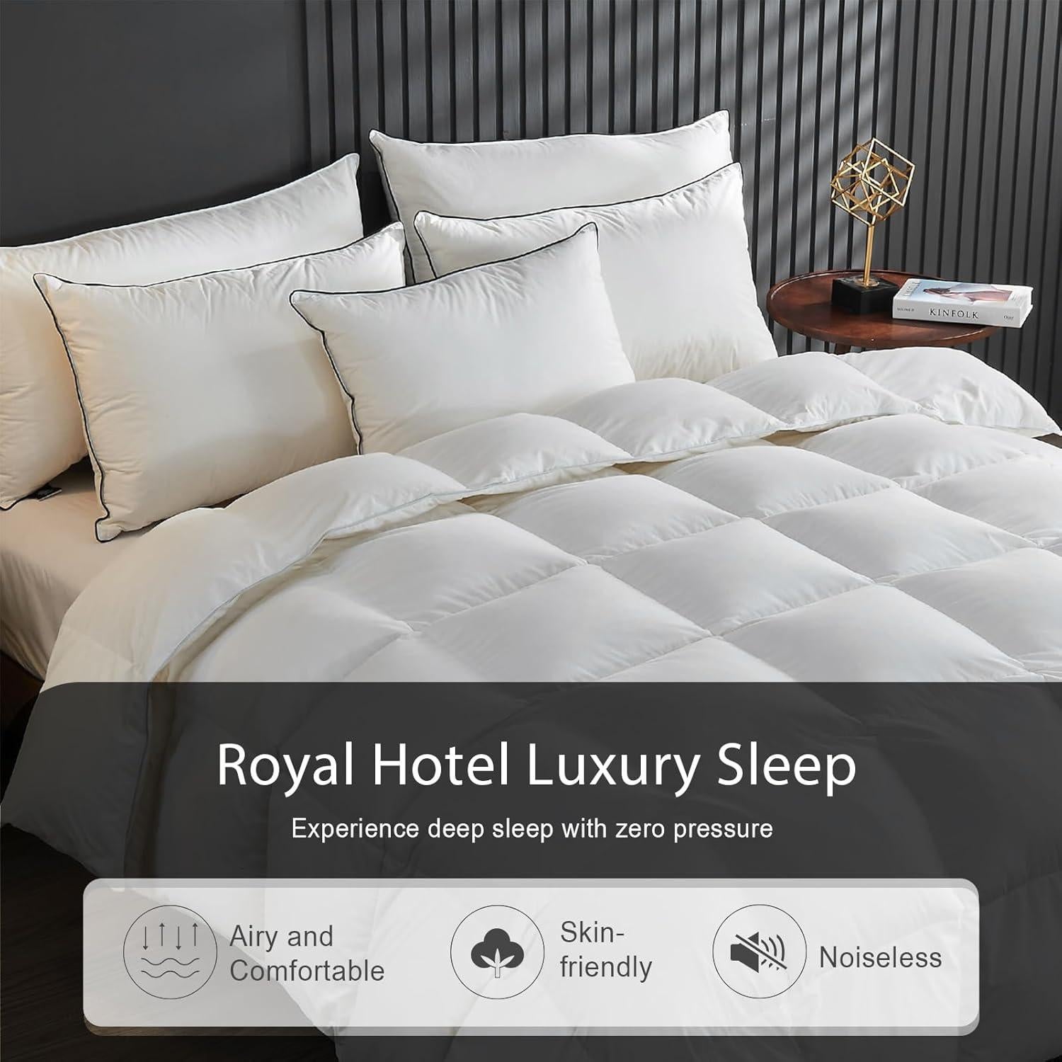 Edredón de Plumas de Pato KUSNUG King 269x229 cm Blanco