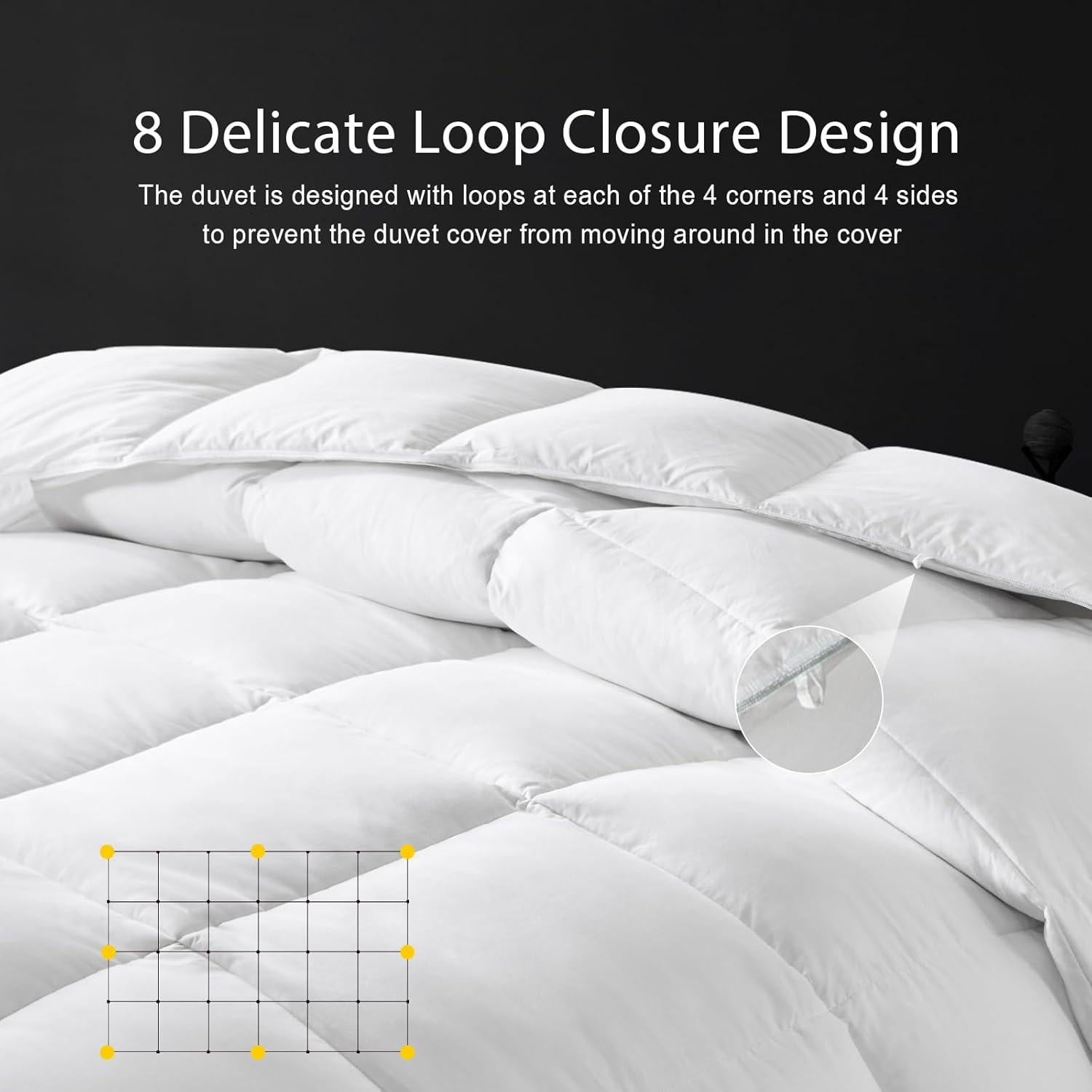 Edredón de Plumas de Pato KUSNUG King 269x229 cm Blanco