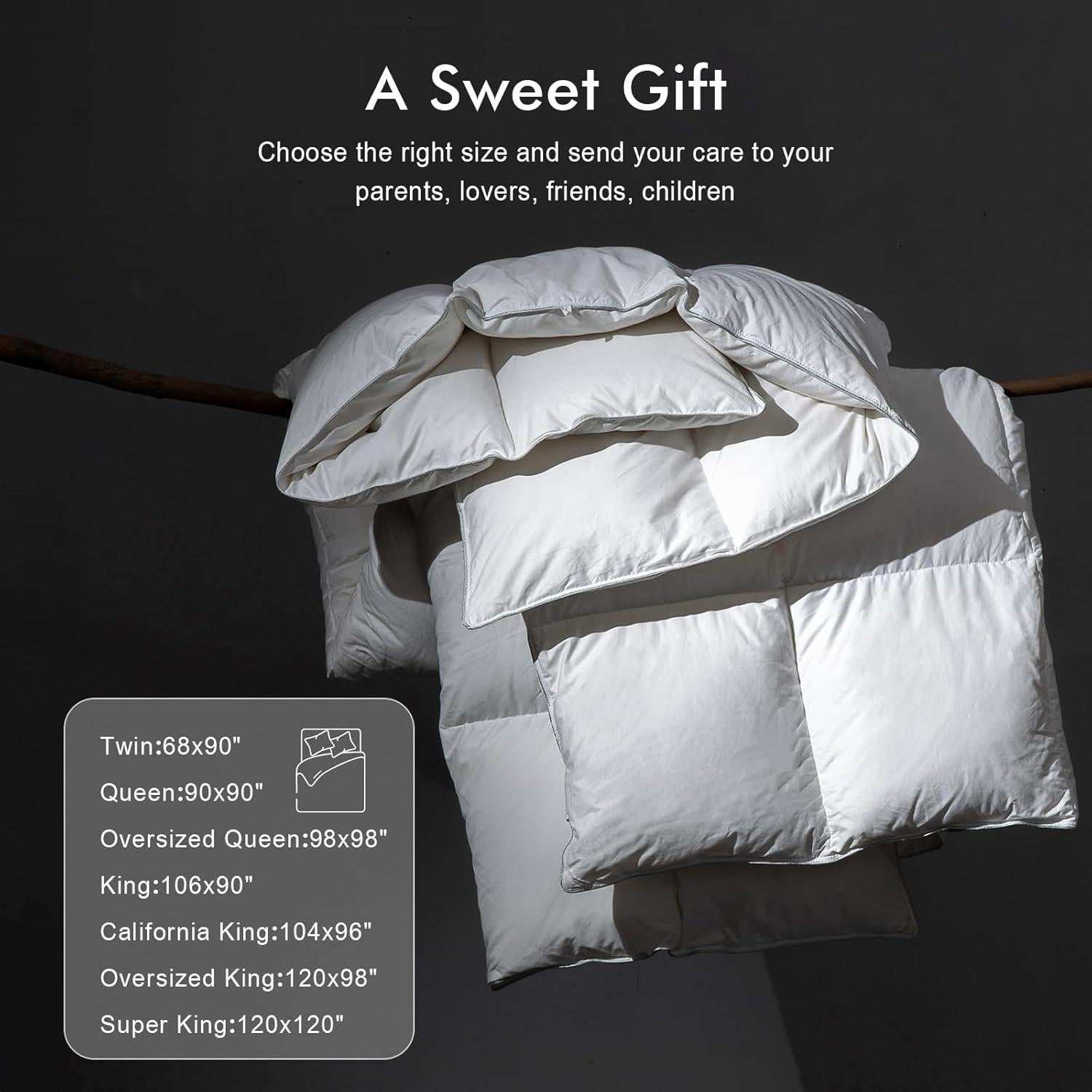 Edredón de Plumas de Pato KUSNUG King 269x229 cm Blanco