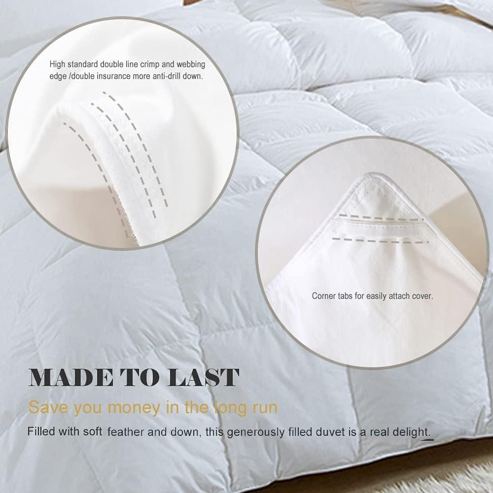 Edredón de Plumas y Plumón TOPGREEN King 100% Algodón Blanco
