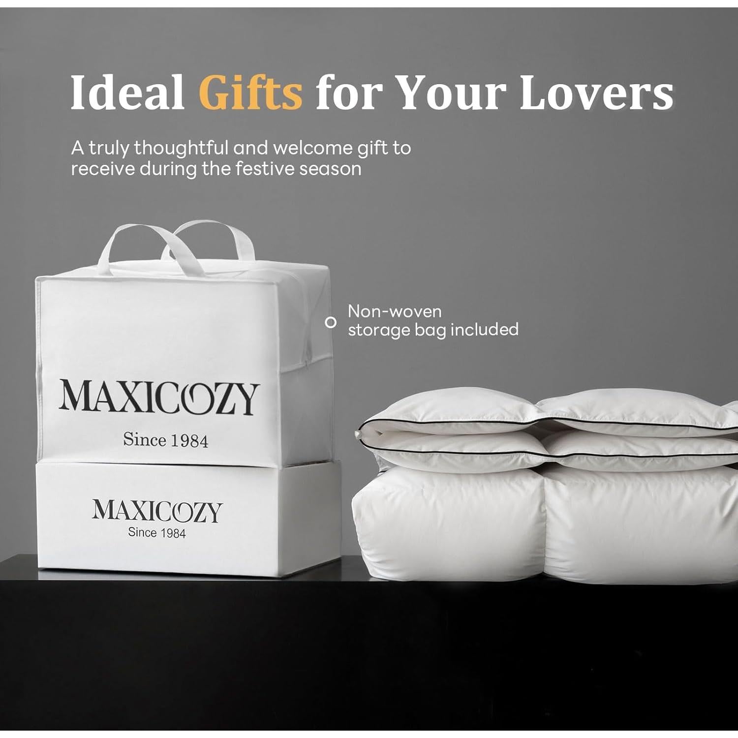 Edredón de Plumas MAXICOZY King Blanco, Suave y Transpirable