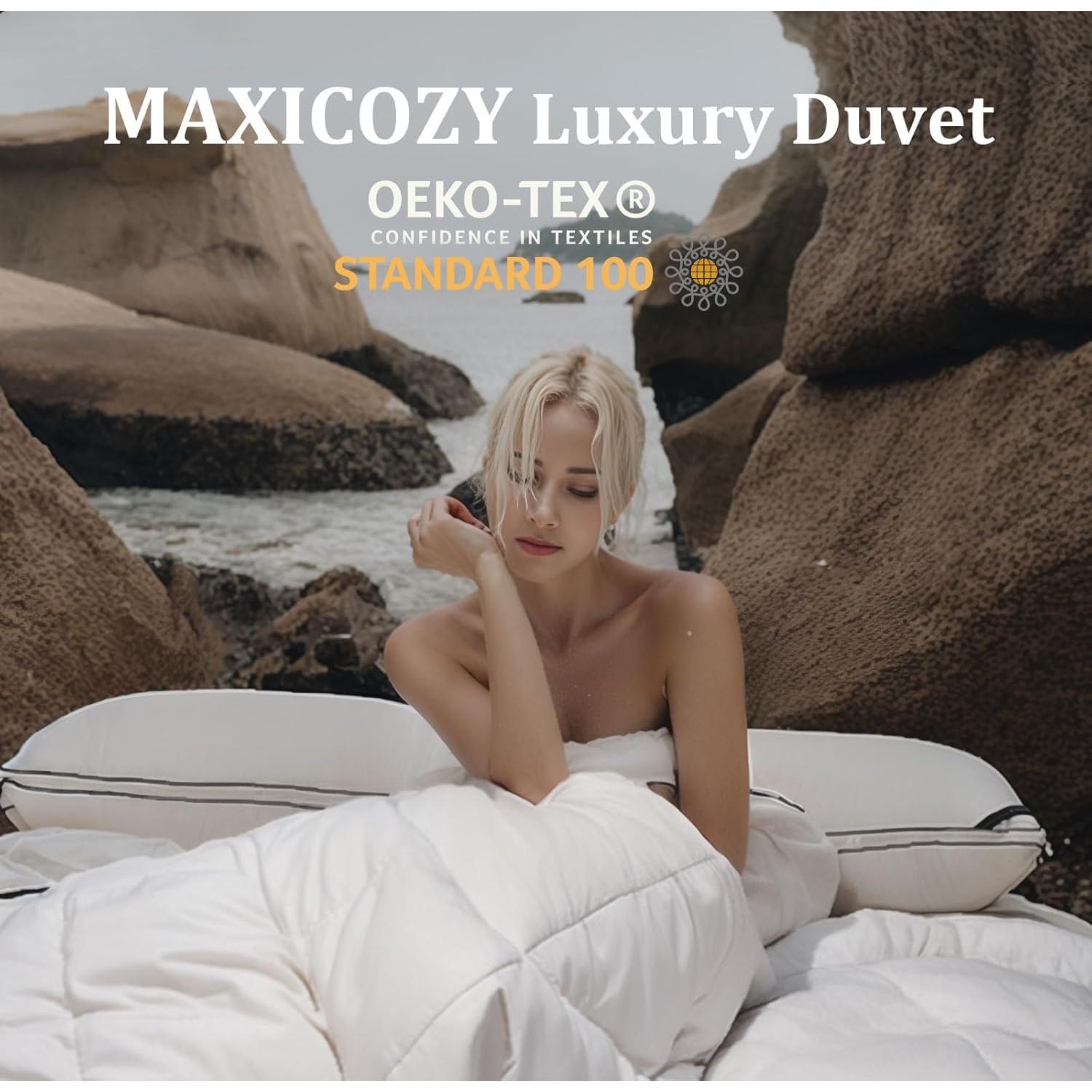 Edredón de Plumas MAXICOZY King Blanco, Suave y Transpirable