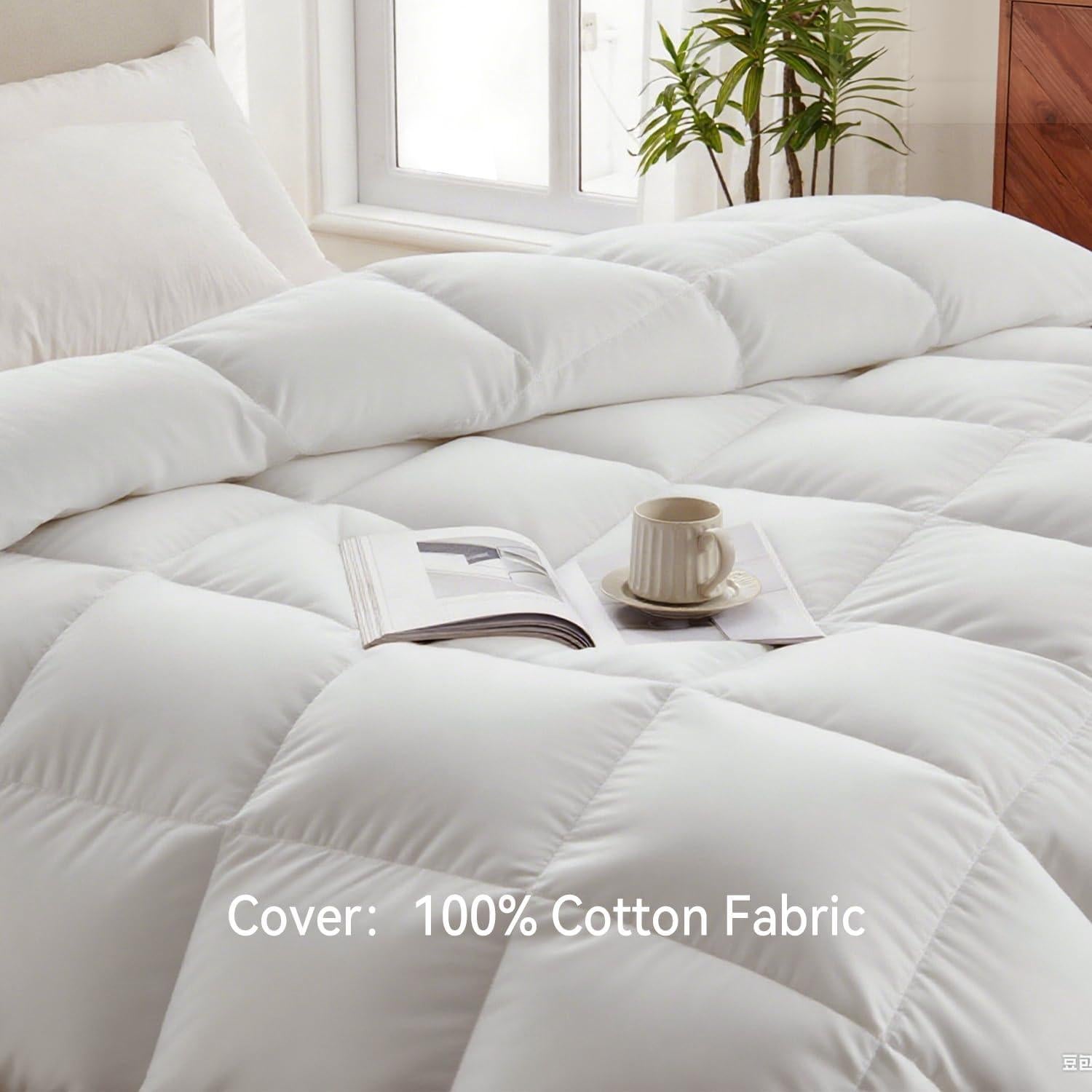 Edredón de Plumas de Ganso WarmKiss King 1555g Algodón Blanco