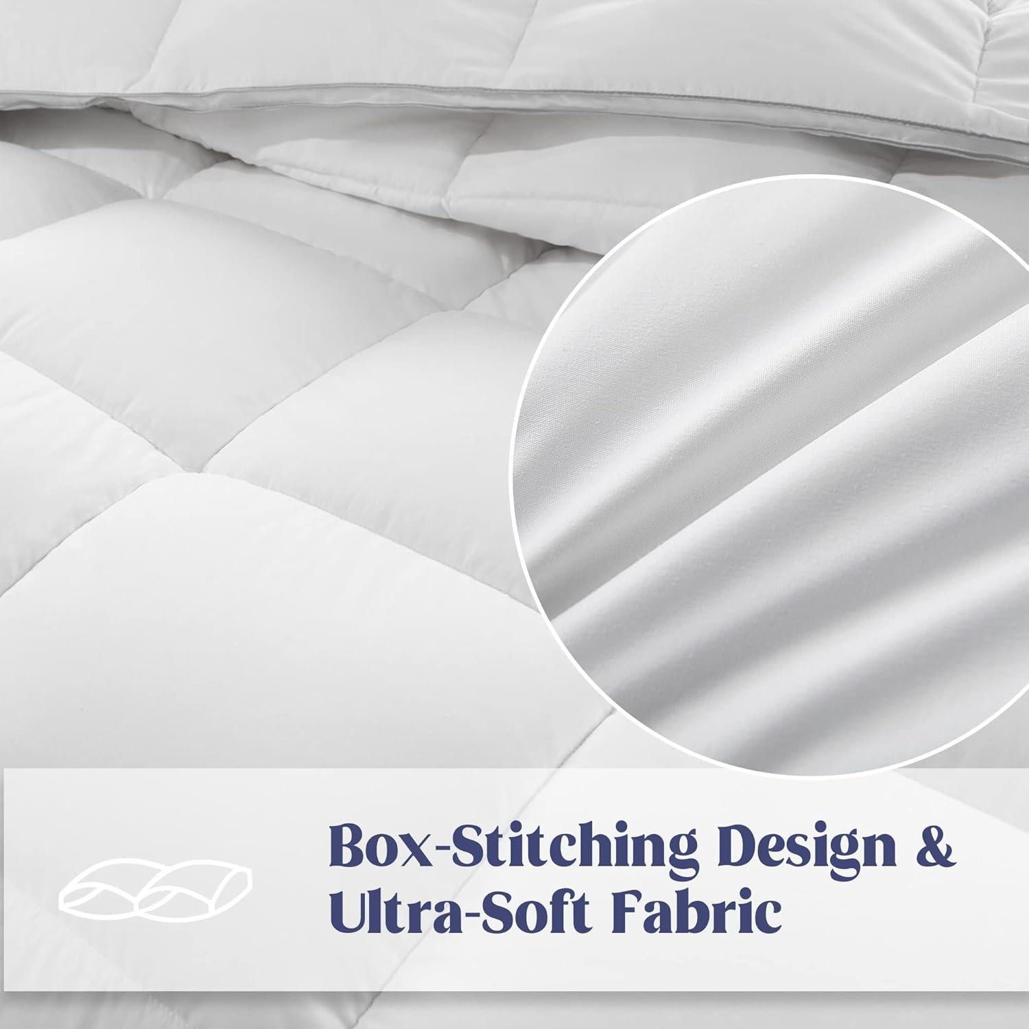 Edredón de Plumas de Ganso Puredown Queen Blanco 228x223 cm