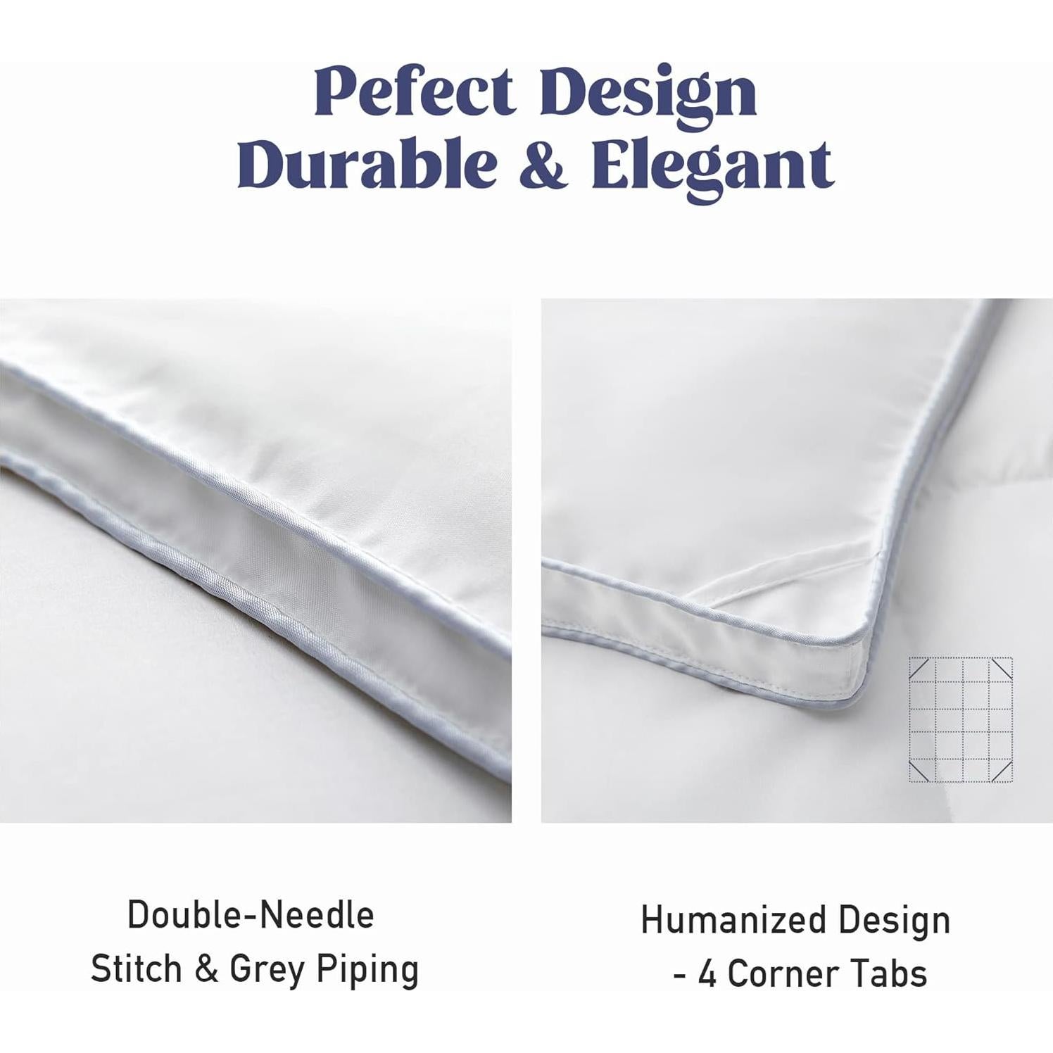 Edredón de Plumas de Ganso Puredown Queen Blanco 228x223 cm