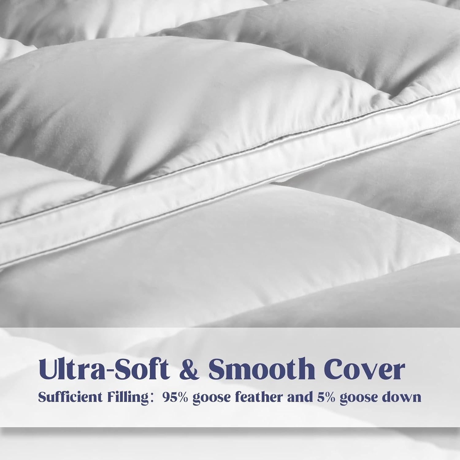 Edredón de Plumas de Ganso Puredown Queen Blanco 228x223 cm