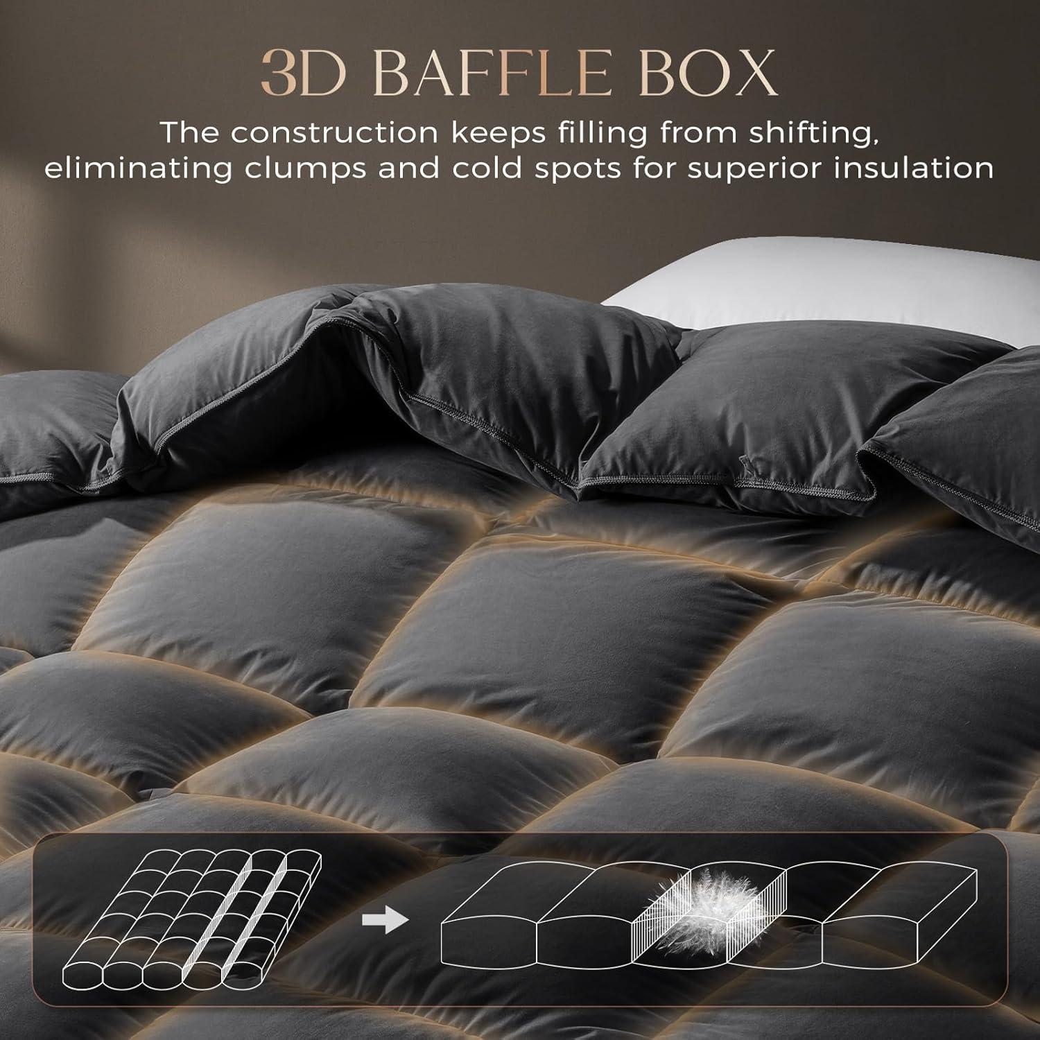 Edredón de Plumas de Ganso downluxe King Gris 264x229 cm