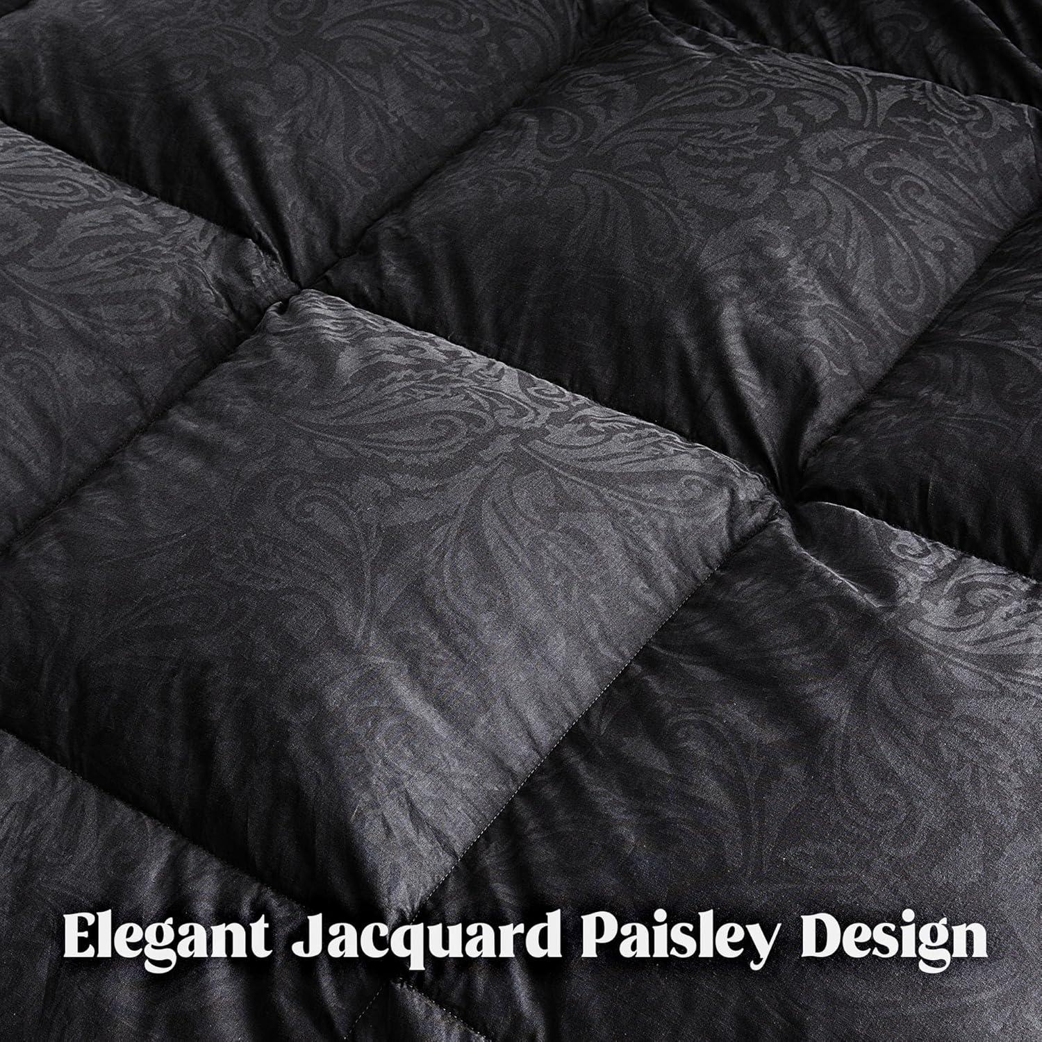 Edredón de Plumas de Ganso DAICO Queen 90x90 cm Negro