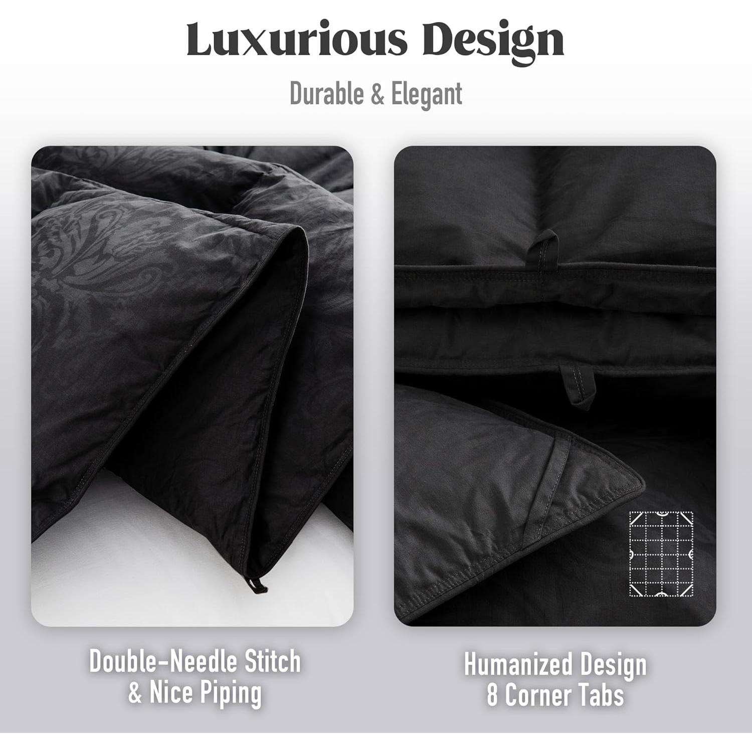 Edredón de Plumas de Ganso DAICO Queen 90x90 cm Negro