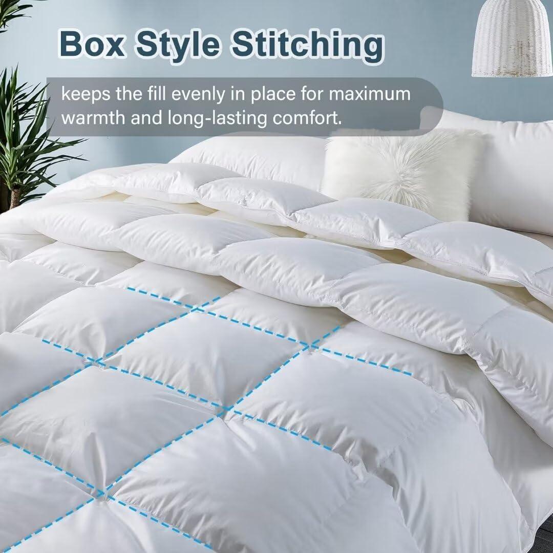 Edredón de Plumas Reina WhatsBedding 223x223 cm Blanco