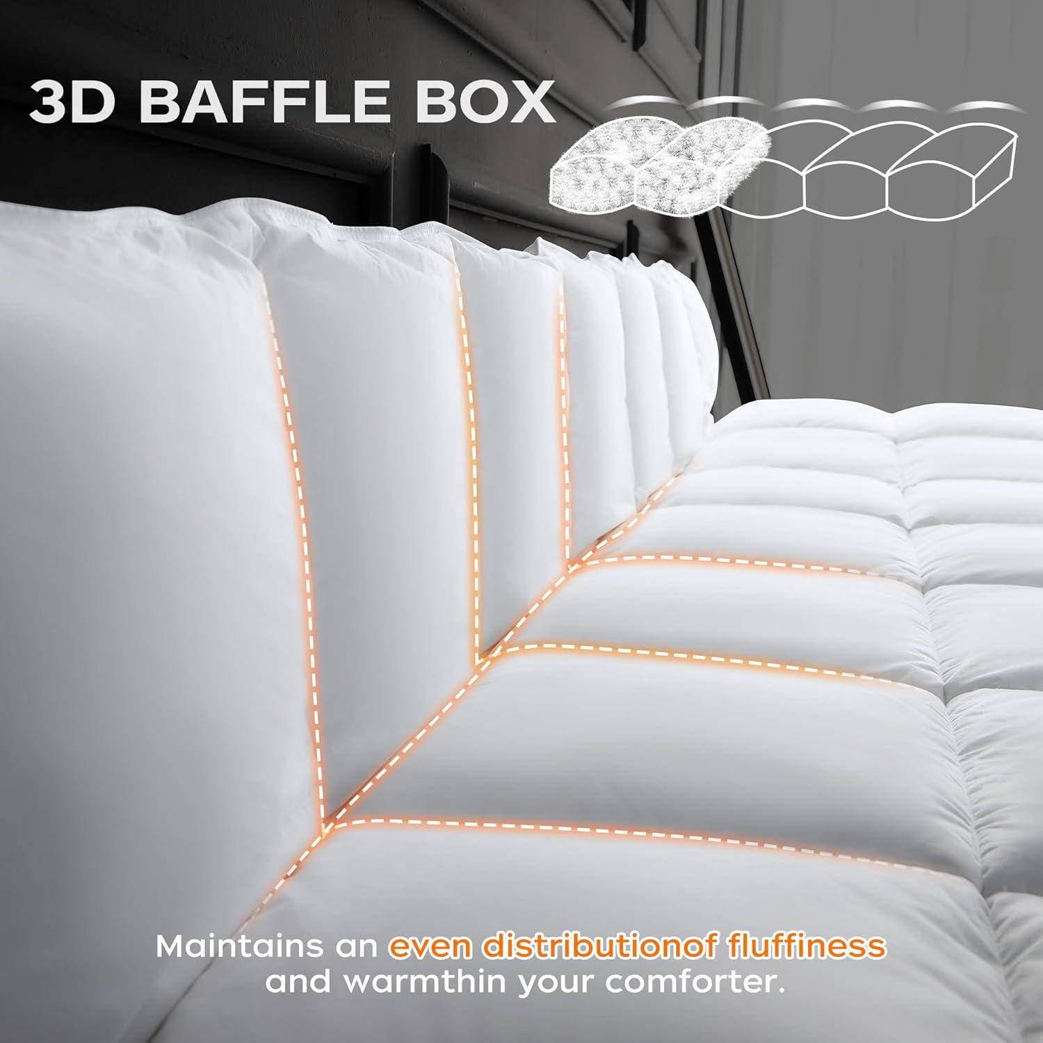 Edredón de plumas de ganso puredown King 100% algodón blanco