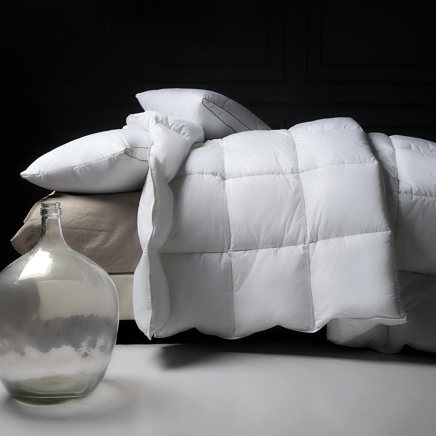 Edredón de plumas de ganso puredown King 100% algodón blanco