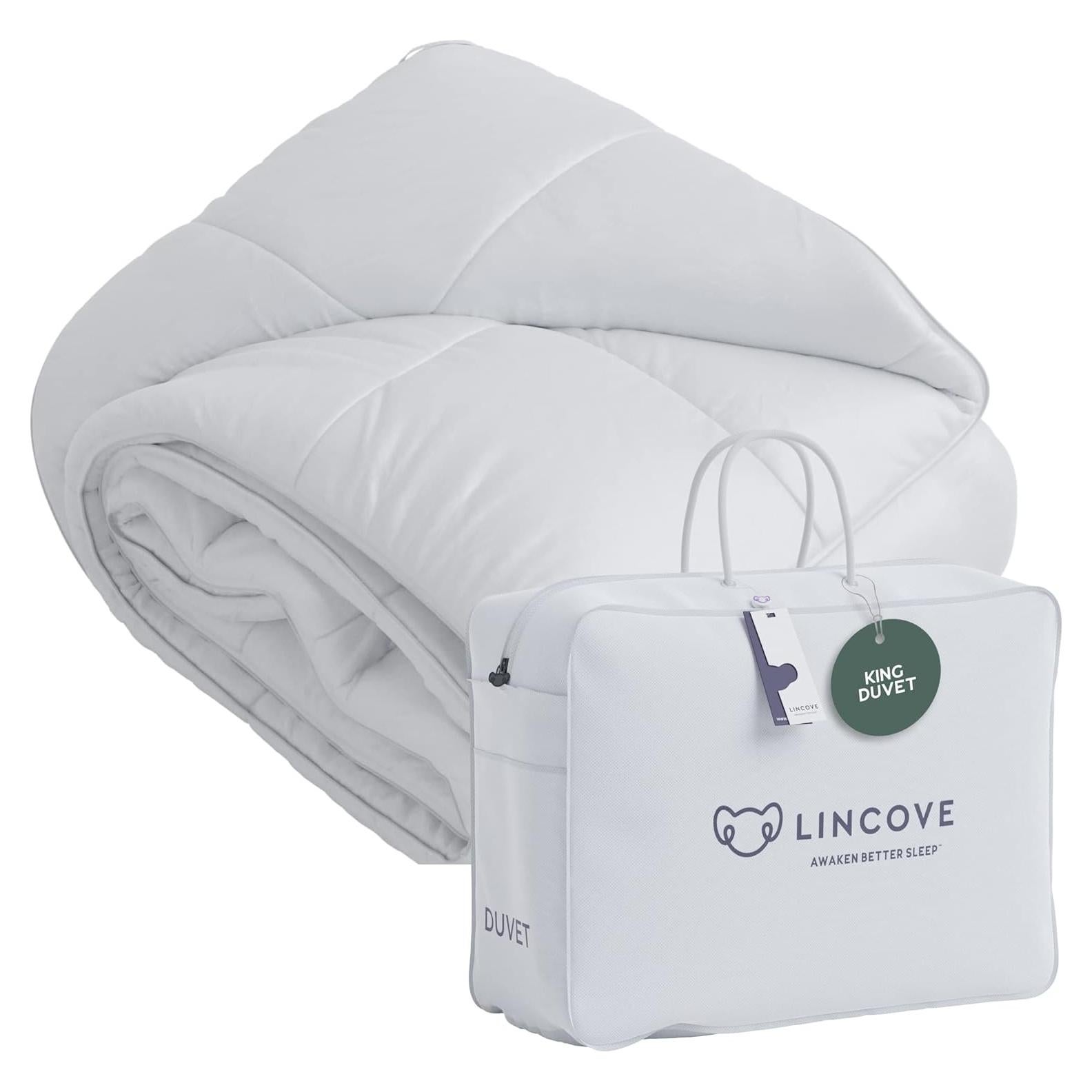 Edredón de Plumas Lincove Rey - 100% Algodón Satén, 600 Hilos