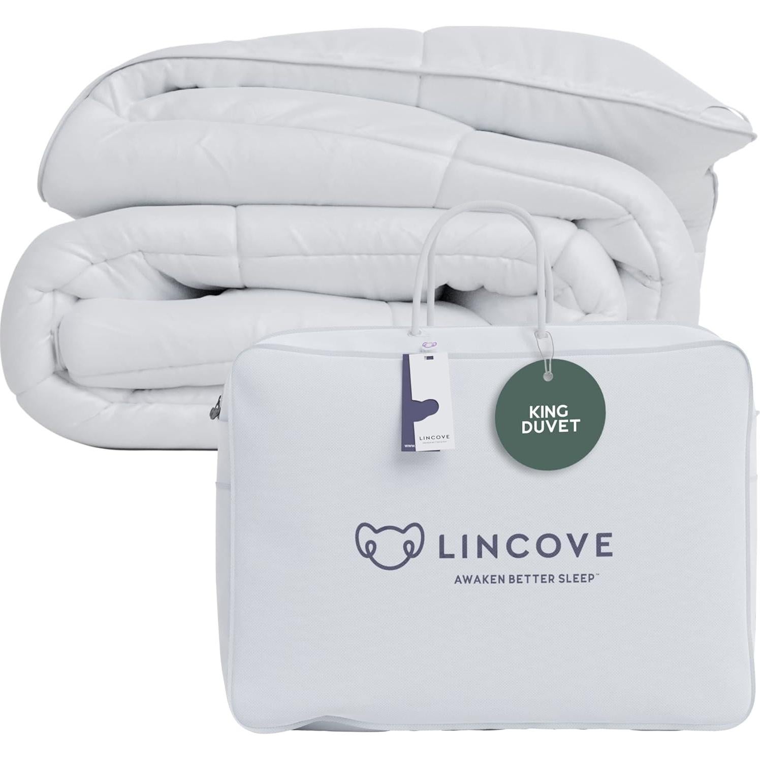 Edredón de Plumas Lincove Rey - 100% Algodón Satén, 600 Hilos