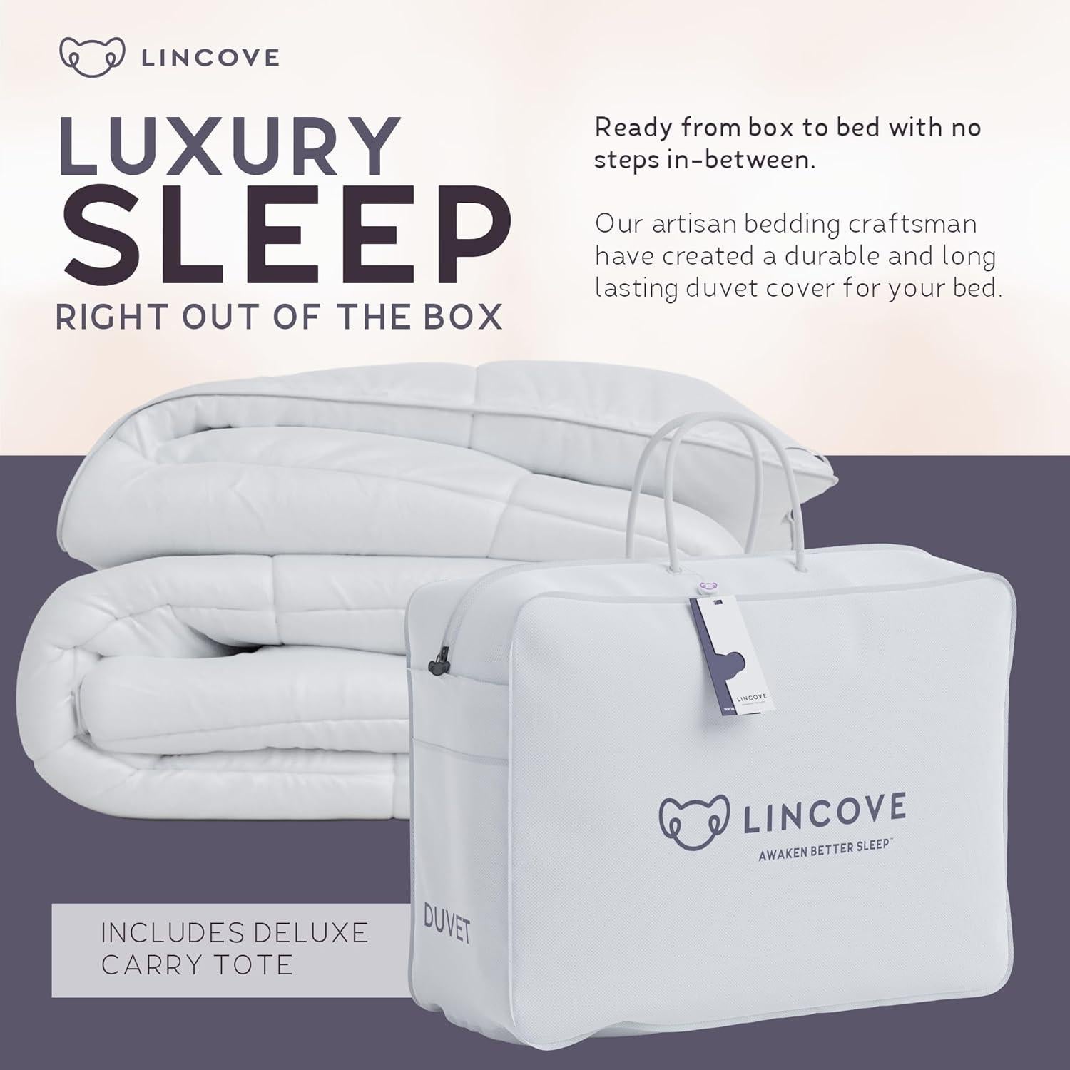 Edredón de Plumas Lincove Rey - 100% Algodón Satén, 600 Hilos