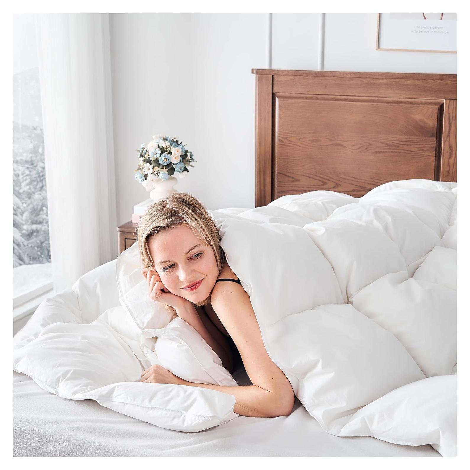 Edredón de Plumas de Pato DownAero Queen 100% Algodón Blanco