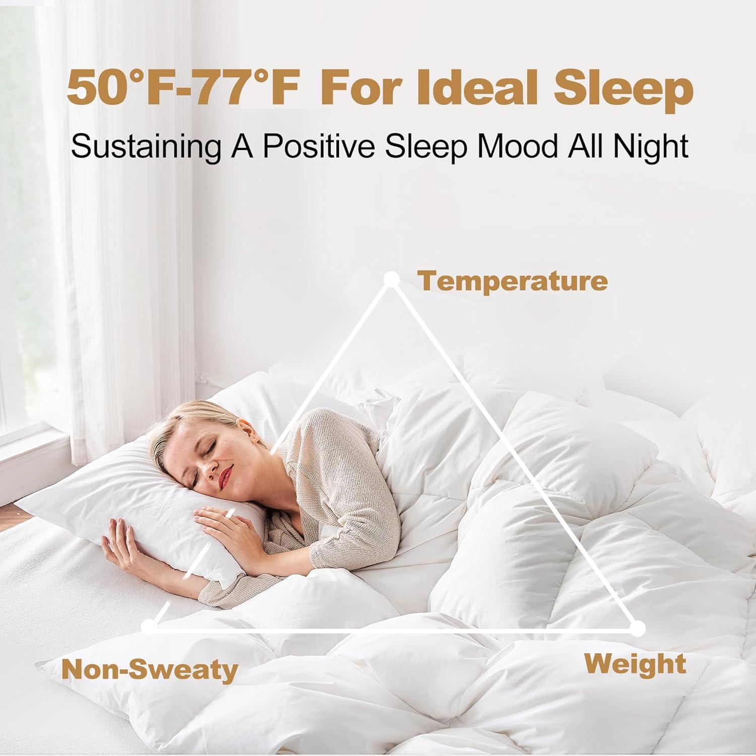 Edredón de Plumas de Pato DownAero Queen 100% Algodón Blanco