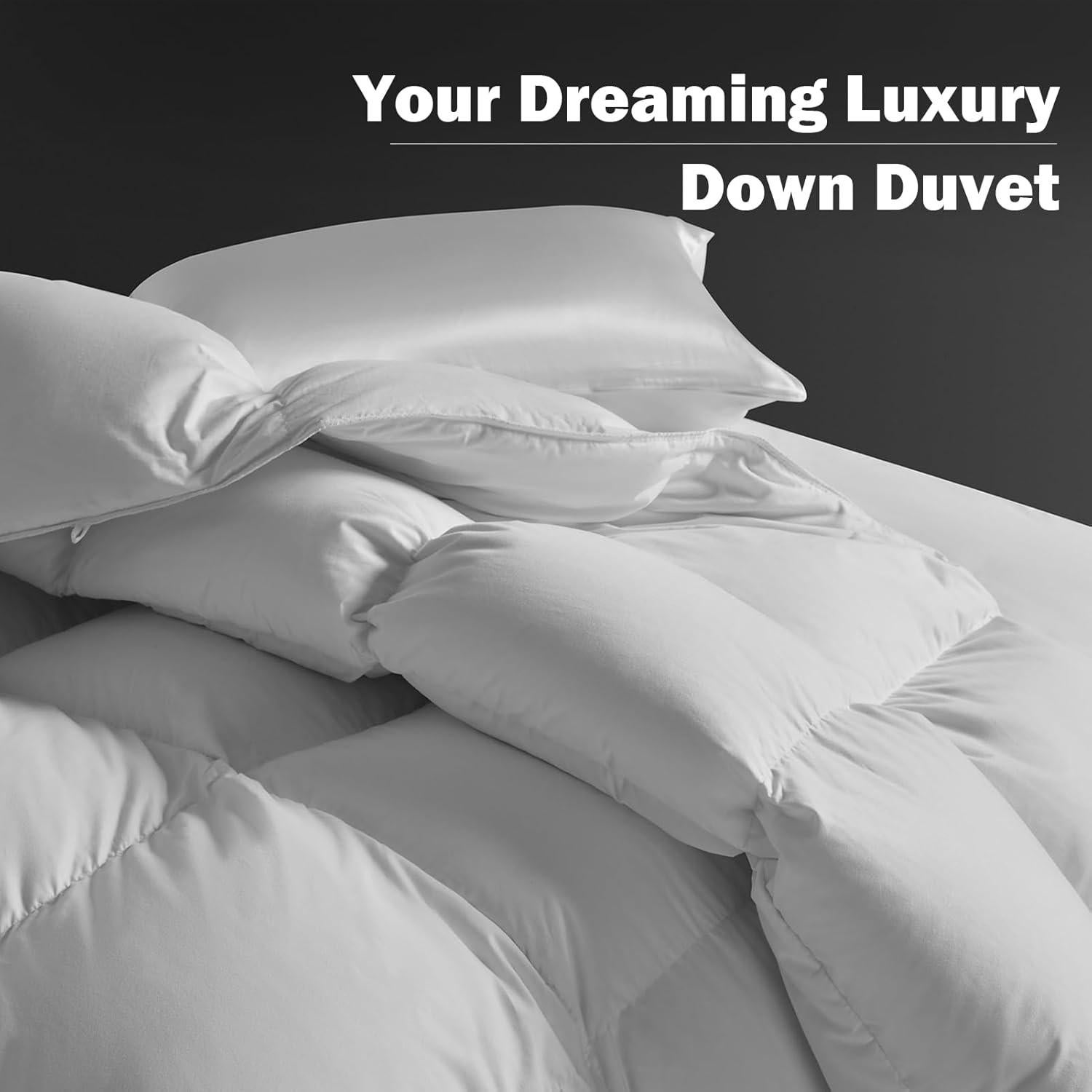 Edredón de Plumas de Ganso ROZIDC Queen 228.6x228.6 cm Blanco