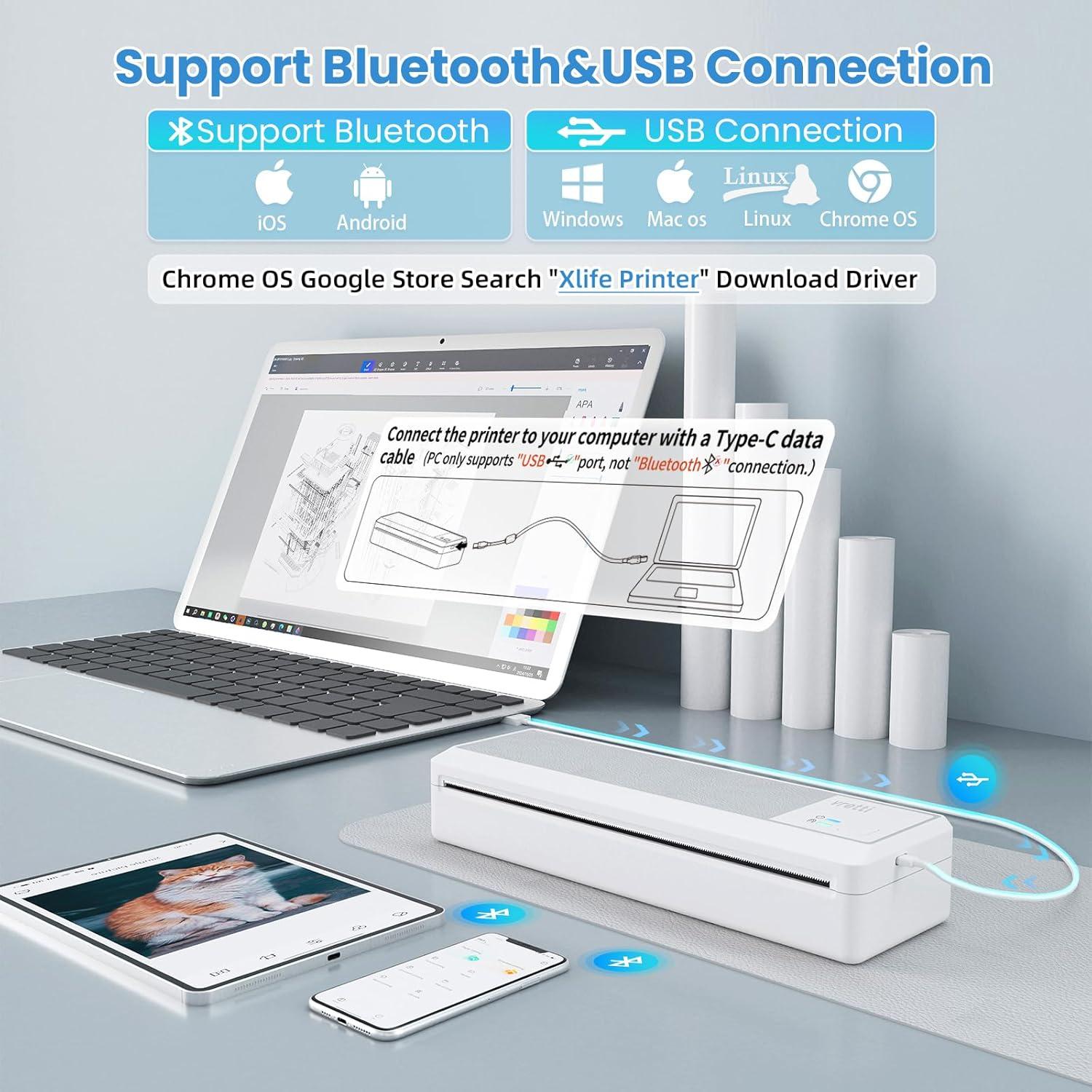 Impresora Portátil Vretti P83 Inalámbrica Térmica A4 21.6x27.9cm