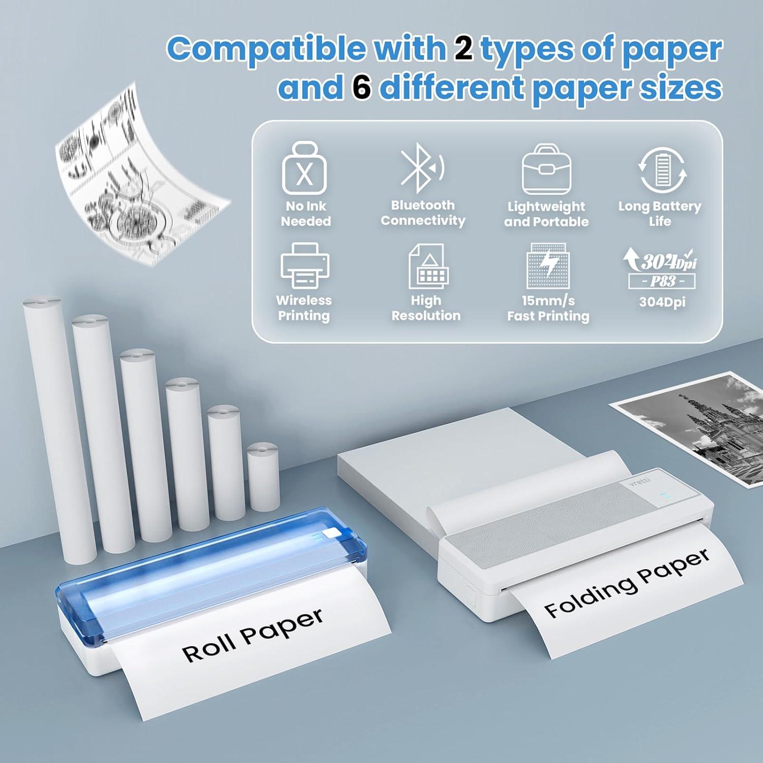 Impresora Portátil Vretti P83 Inalámbrica Térmica A4 21.6x27.9cm