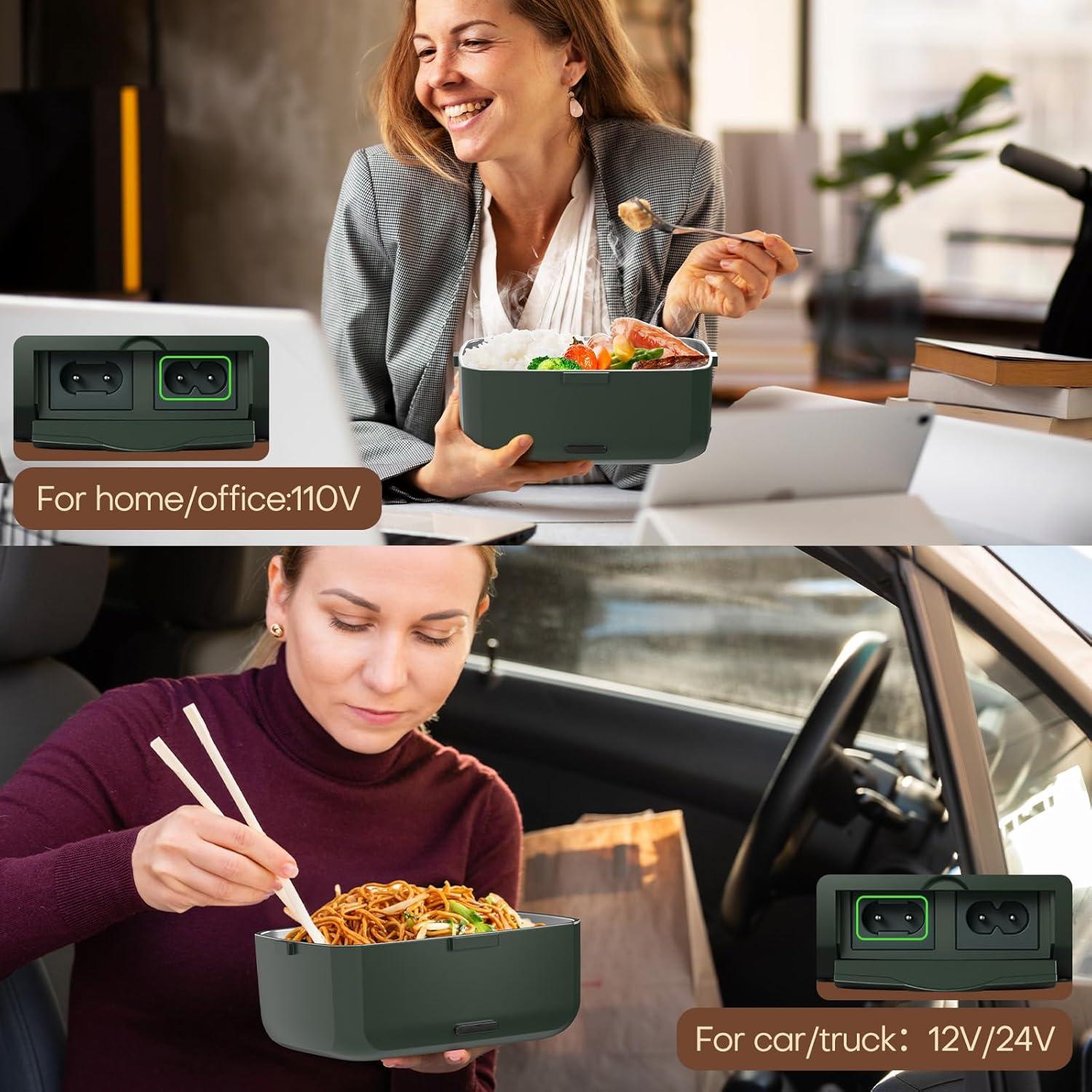 Caja de Almuerzo Calentada Eléctrica Sitlais 3L Verde Doble Capa