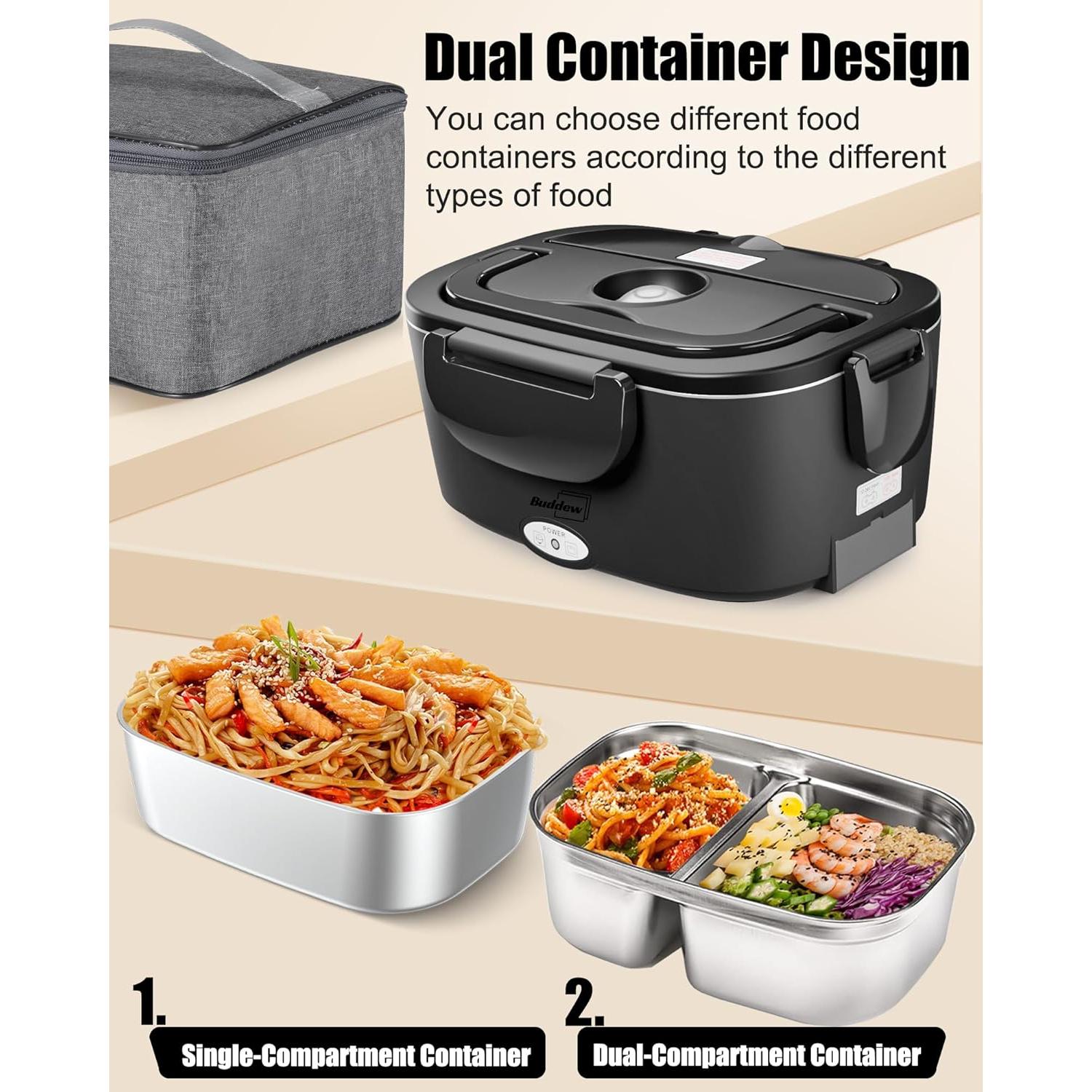 Caja de Almuerzo Eléctrica Buddew 1.5L Acero Inoxidable 80W